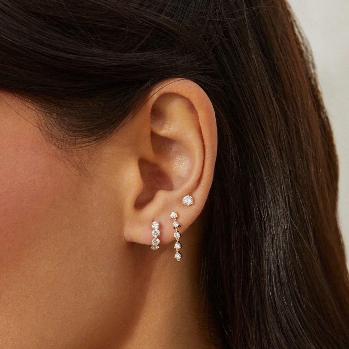 Jumbo Prong Set Diamond Mini Huggie Earring