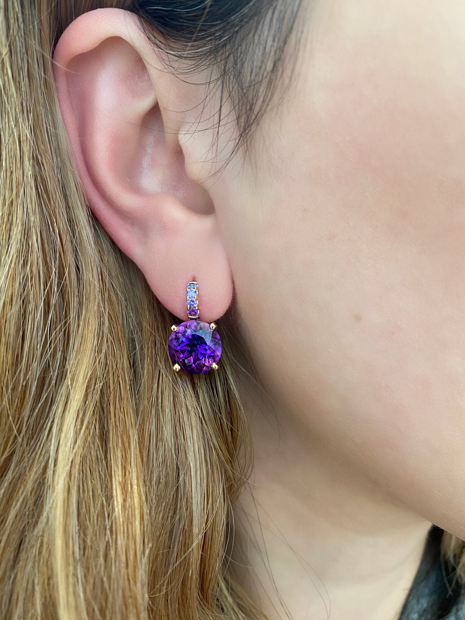 Cirque Color Candy Drop Earrings with Amethyst and Sapphire