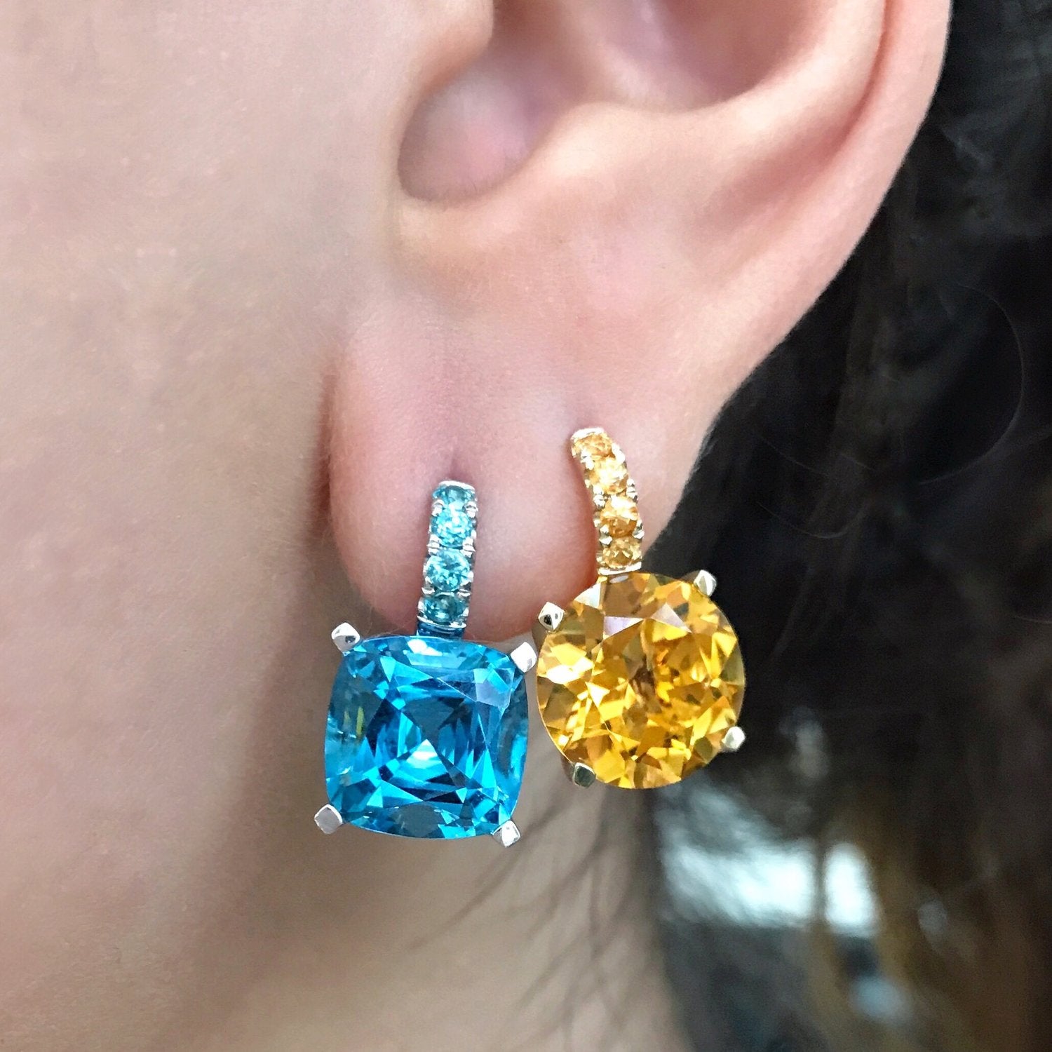 Cirque Color Candy Drop Earrings with London Blue Topaz and Blue Topaz