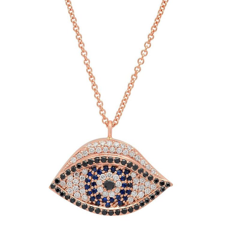 Evil Eye Pendant Necklace with Diamonds & Gemstones