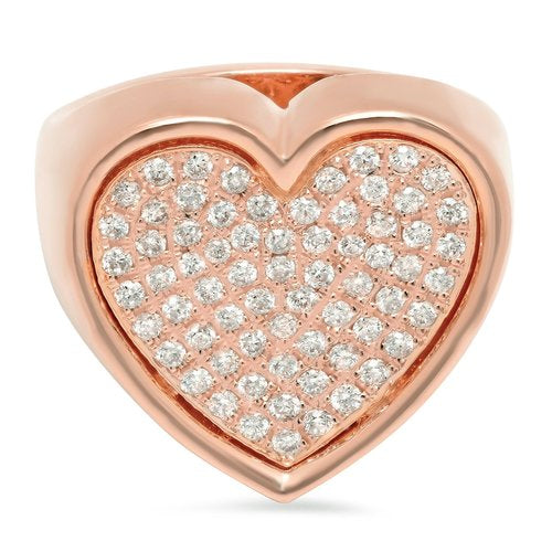 Heart Surface Ring with Diamonds