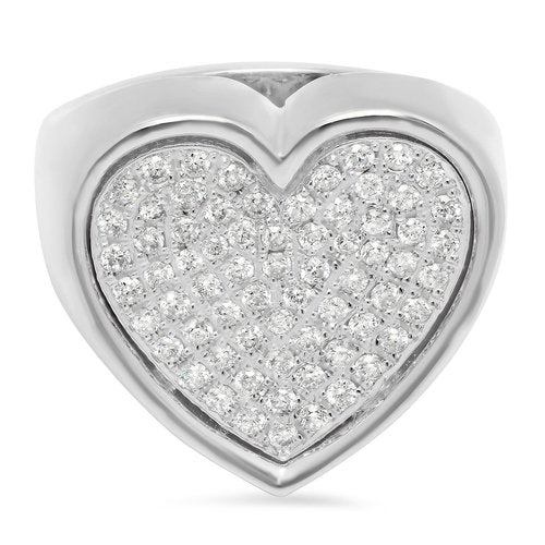 Heart Surface Ring with Diamonds