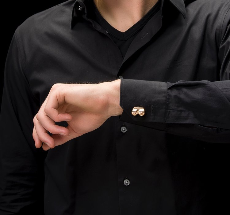 Boob Cufflinks with Rubies