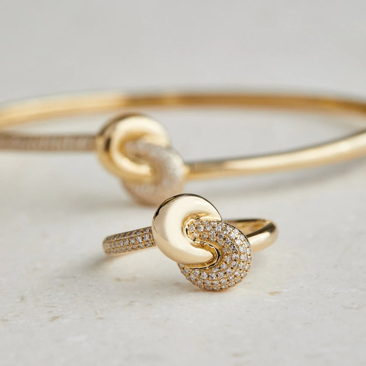 Diamond & Gold Love Knot Ring