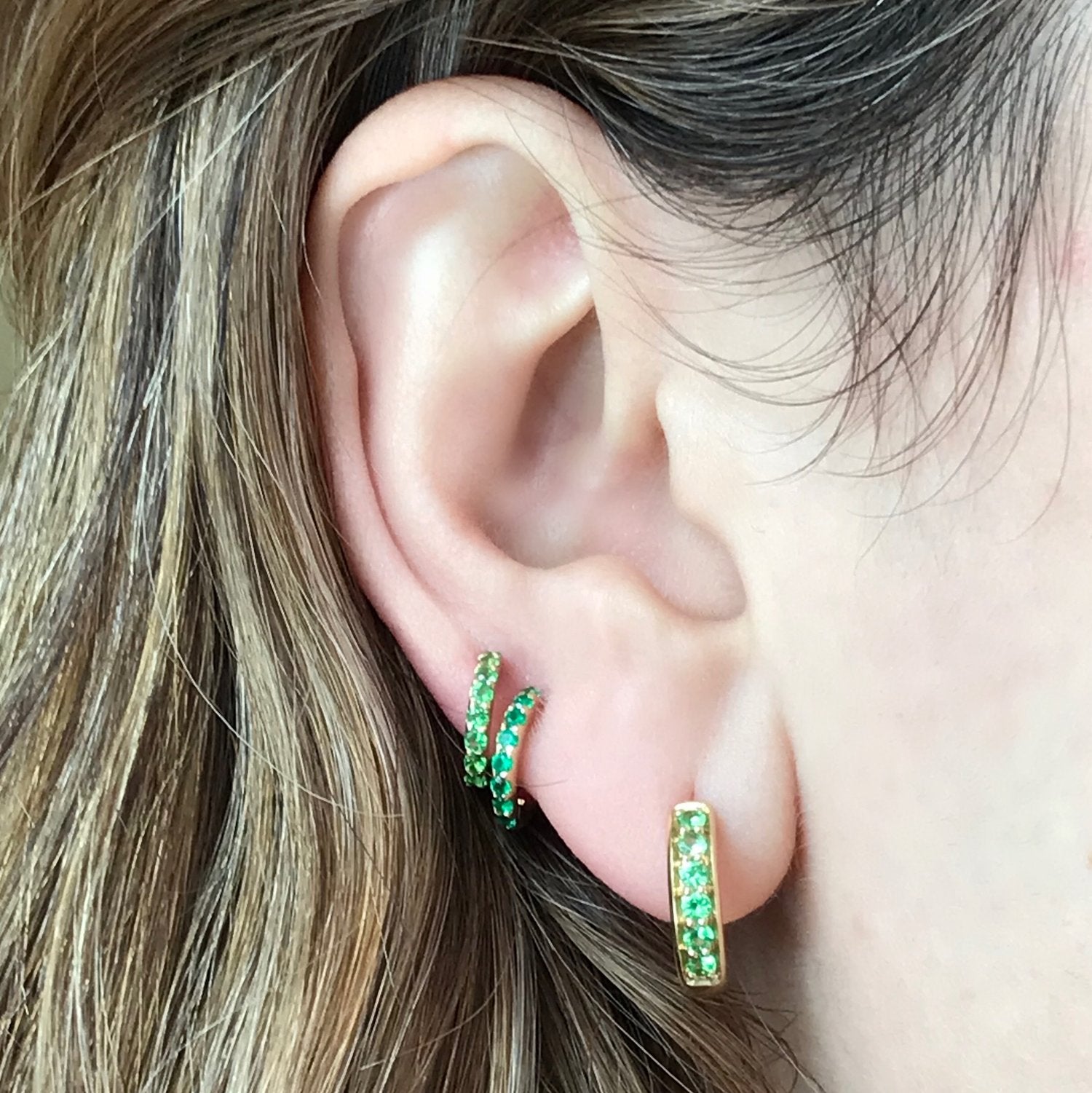 Cirque Classic Hoops with Round Tsavorite Garnets