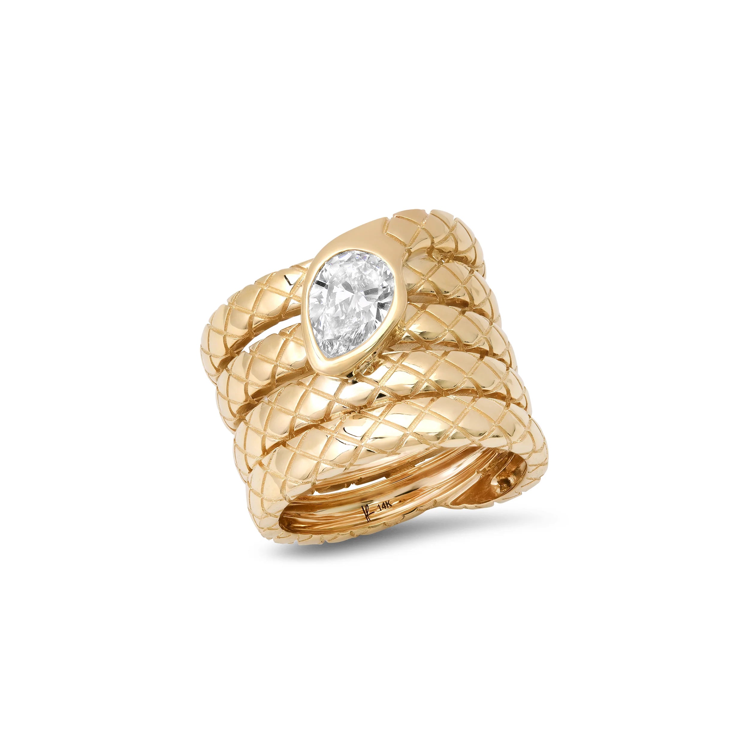 Four Coil Serpent Ring in Diamond