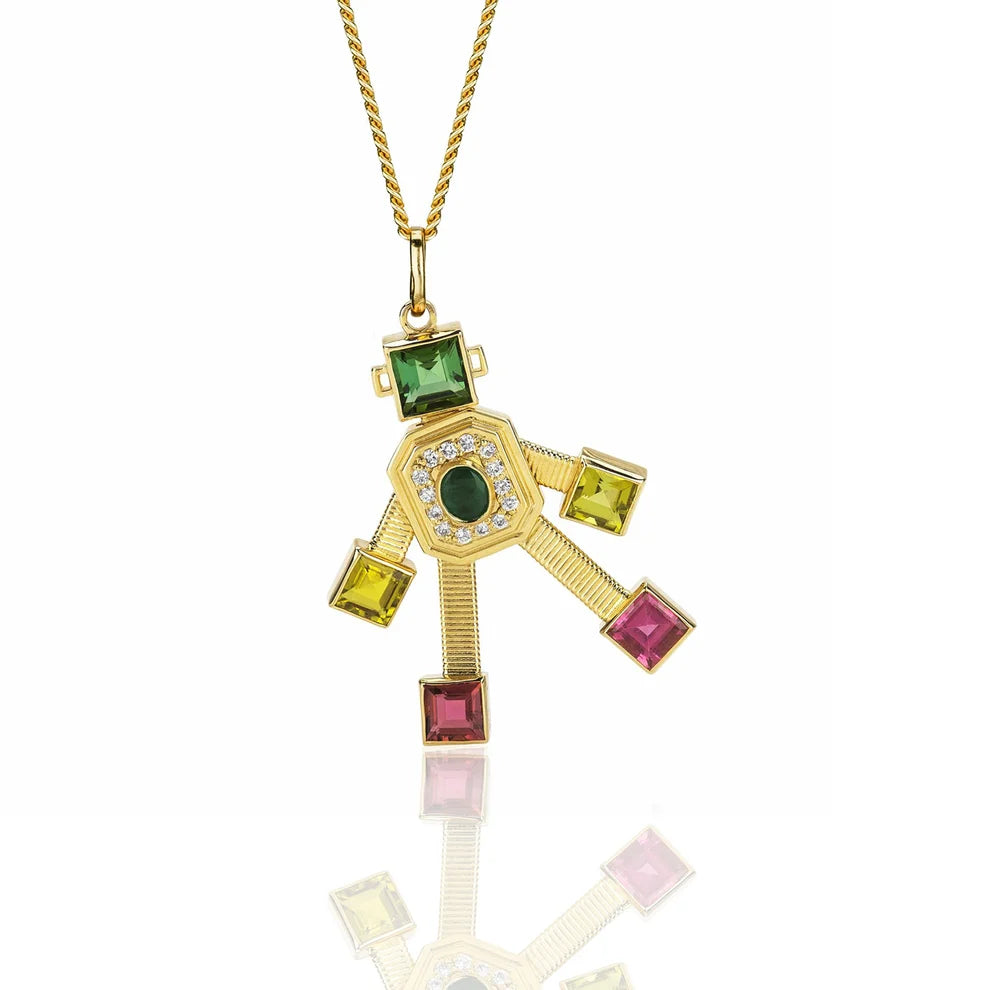 Disco Van Robot Maxi Pendant Diamond Emerald Tourmaline