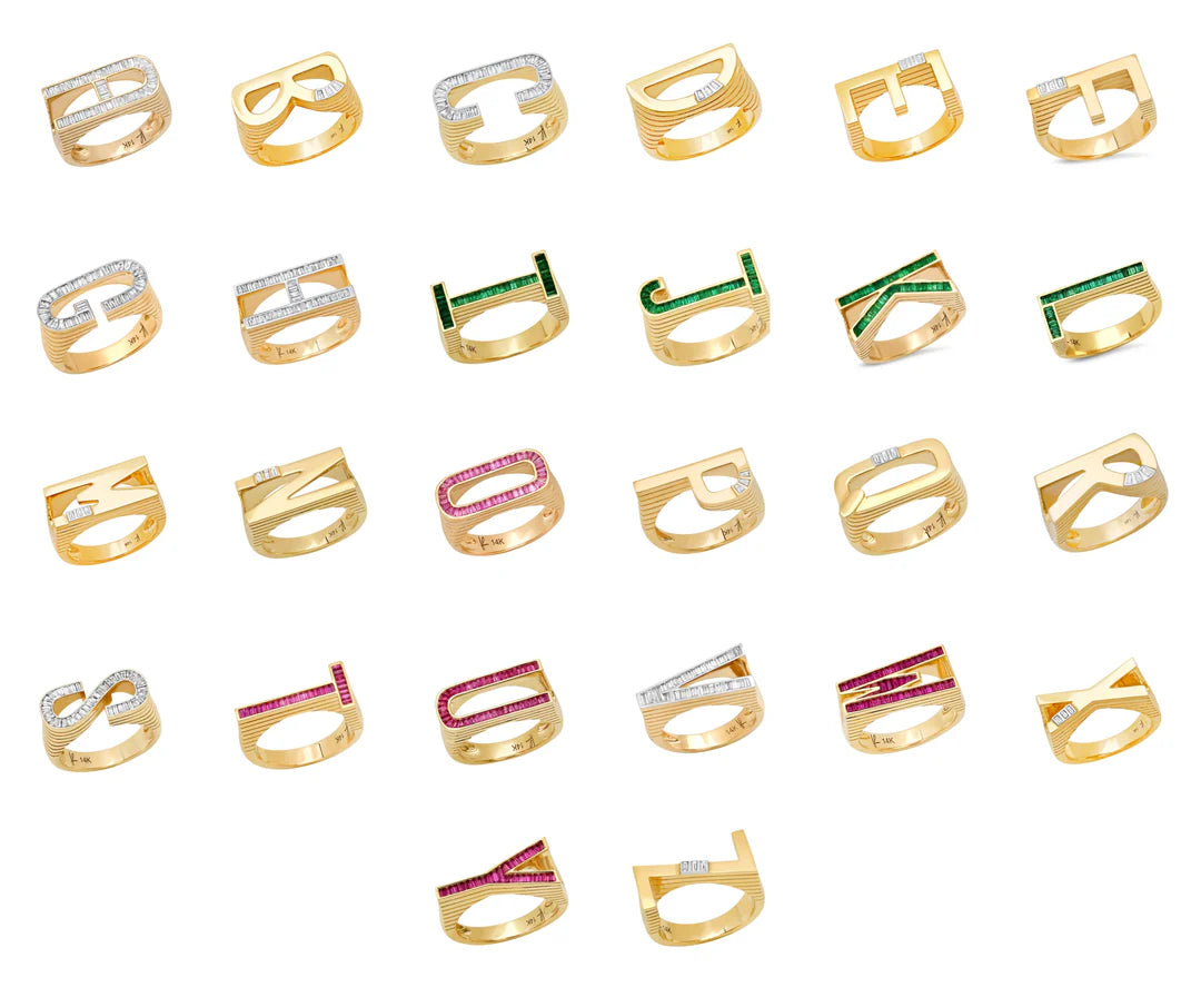 Grandsize Diamond Encrusted Initial Ring