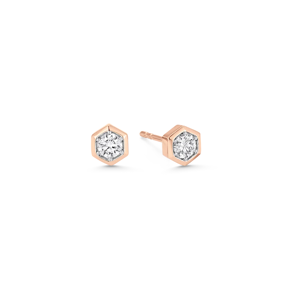 Honey Comb Gold & Diamond Petit Stud Earrings