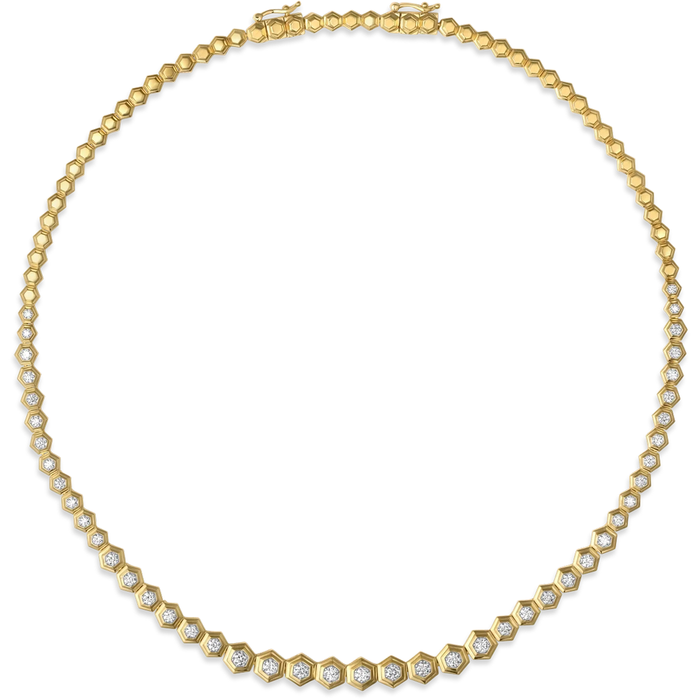 Honey Comb Gold & Diamond Partial Graduated Choker