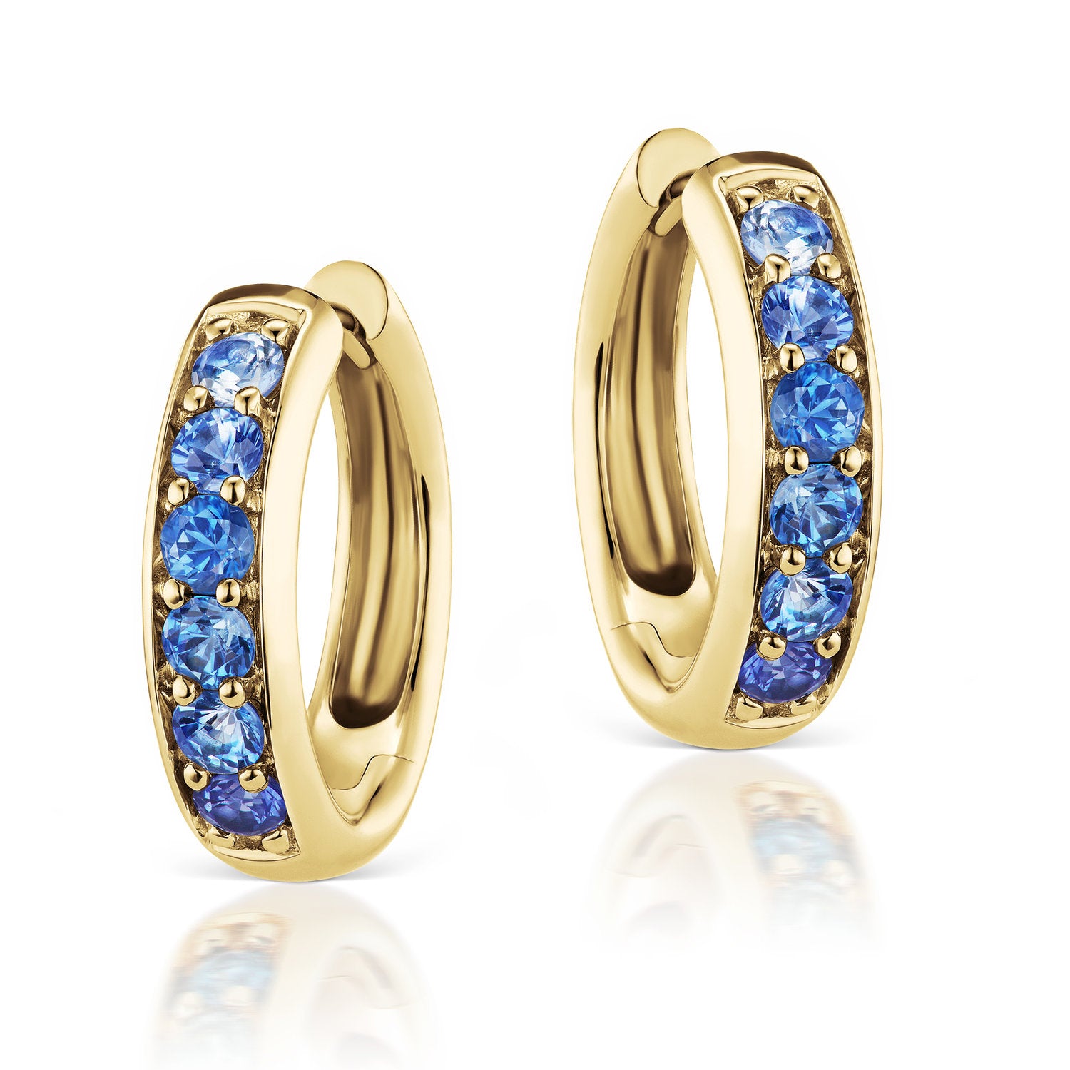 Cirque Classic Hoops with Round Blue Sapphires