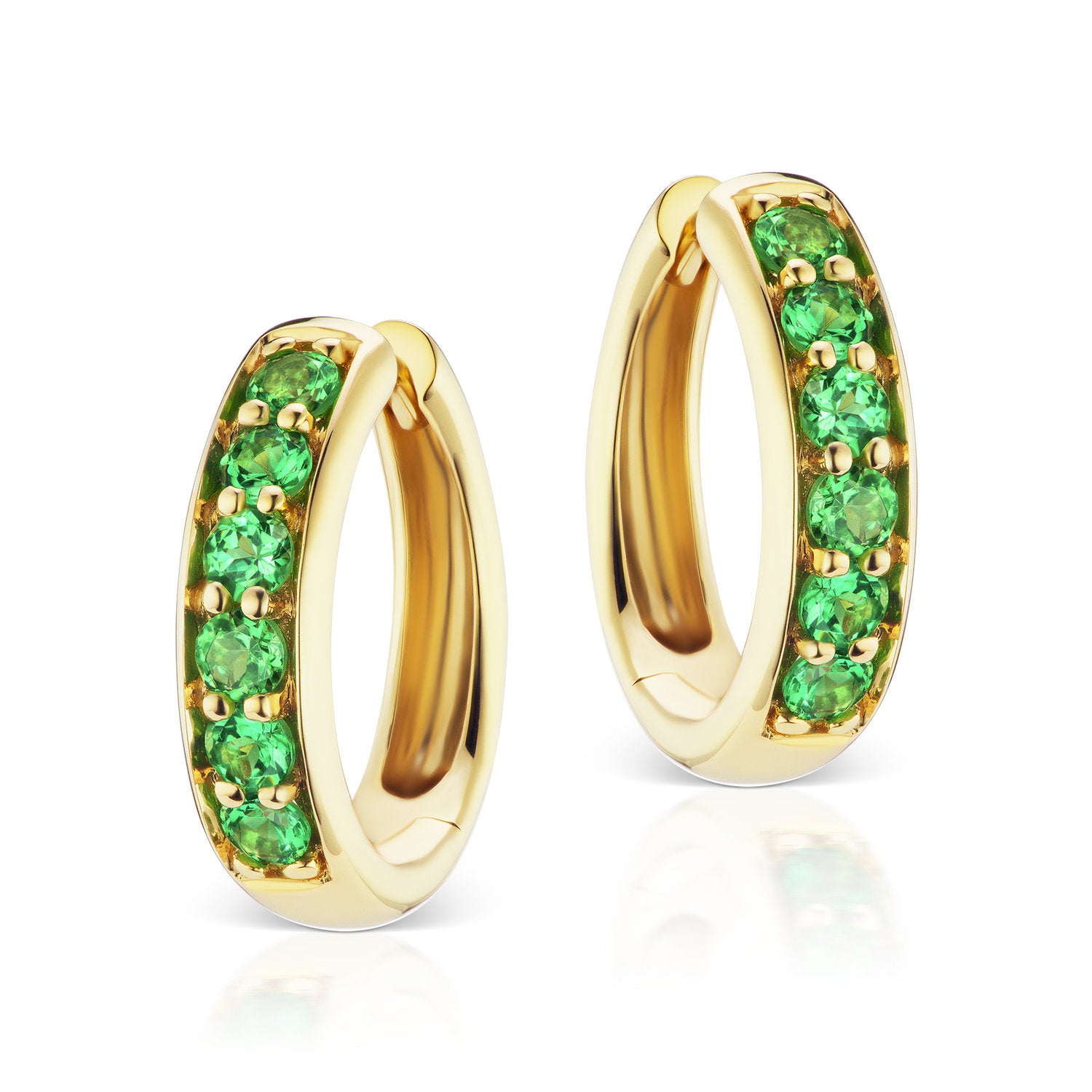 Cirque Classic Hoops with Round Tsavorite Garnets