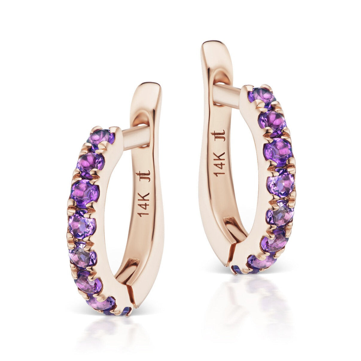 Cirque Slim Pavé Huggies with Amethyst