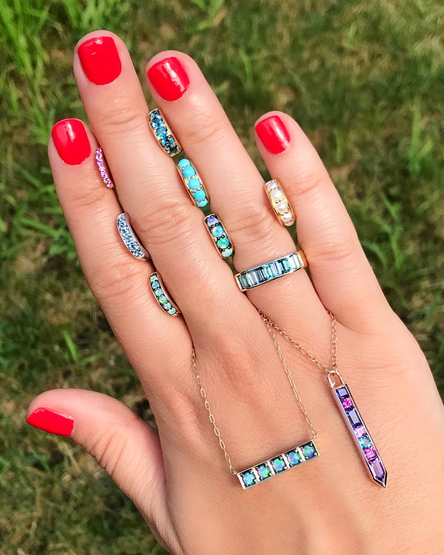 Cirque Classic Hoops with Opal Cabochons