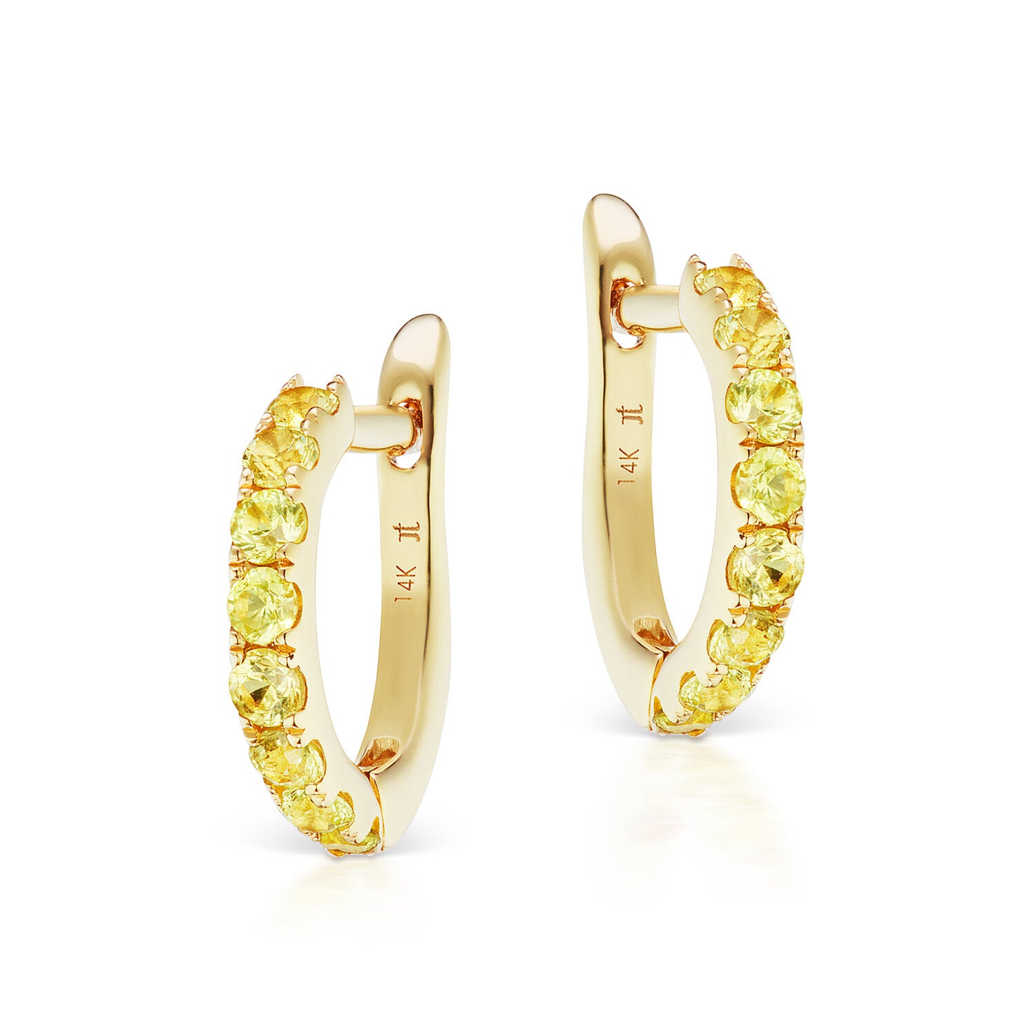 Cirque Slim Pavé Huggies with Yellow Sapphire