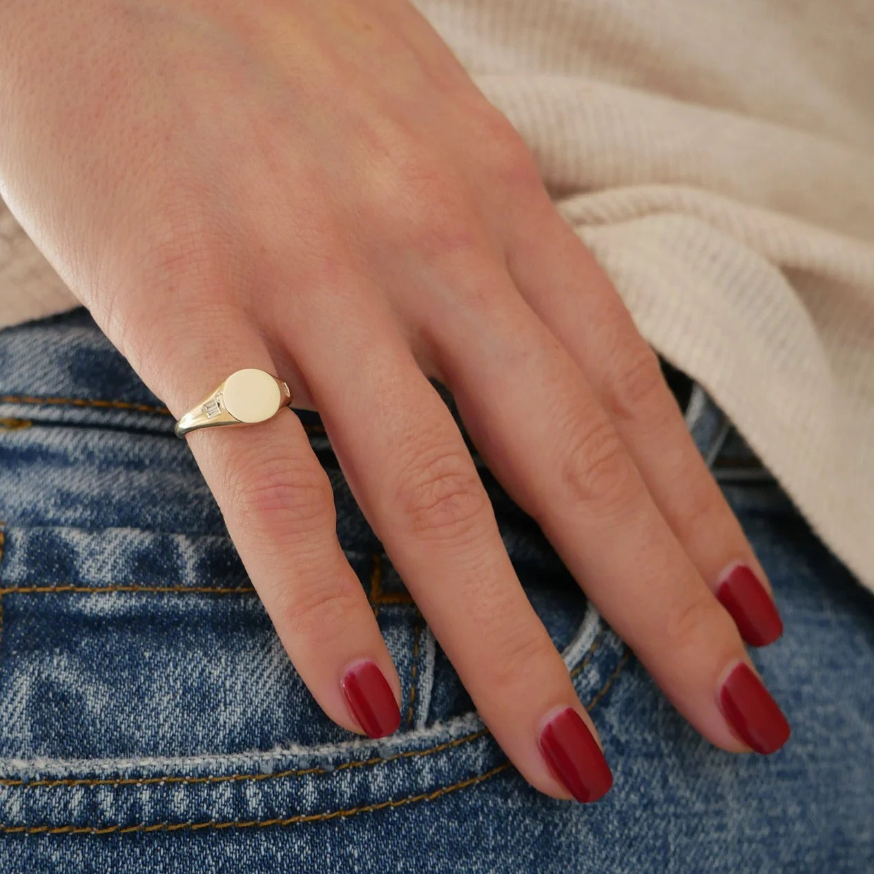 Diamond Baguette Signet Ring