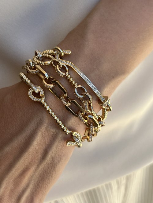 Gold And Diamond Hook Bangle