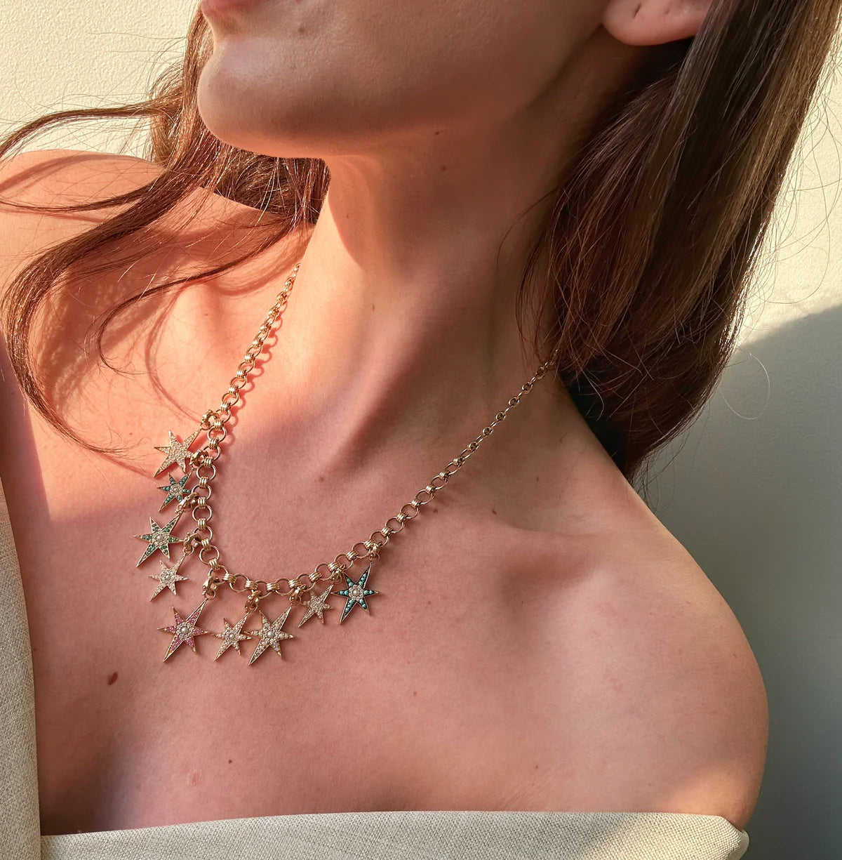 14K Gold Diamond Large Stella Charm