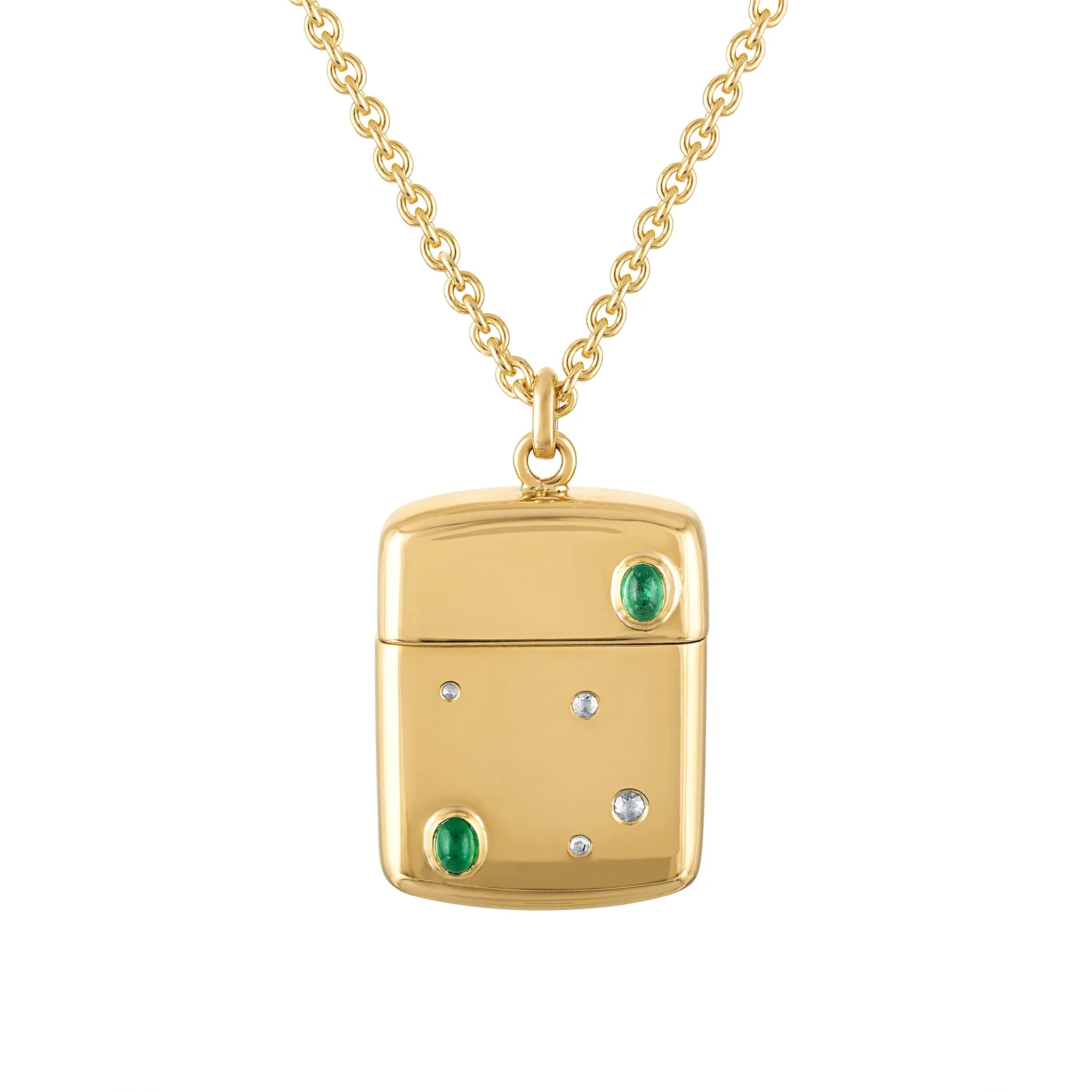 JJ Memento Pendant 18k Gold with Emeralds And Diamonds
