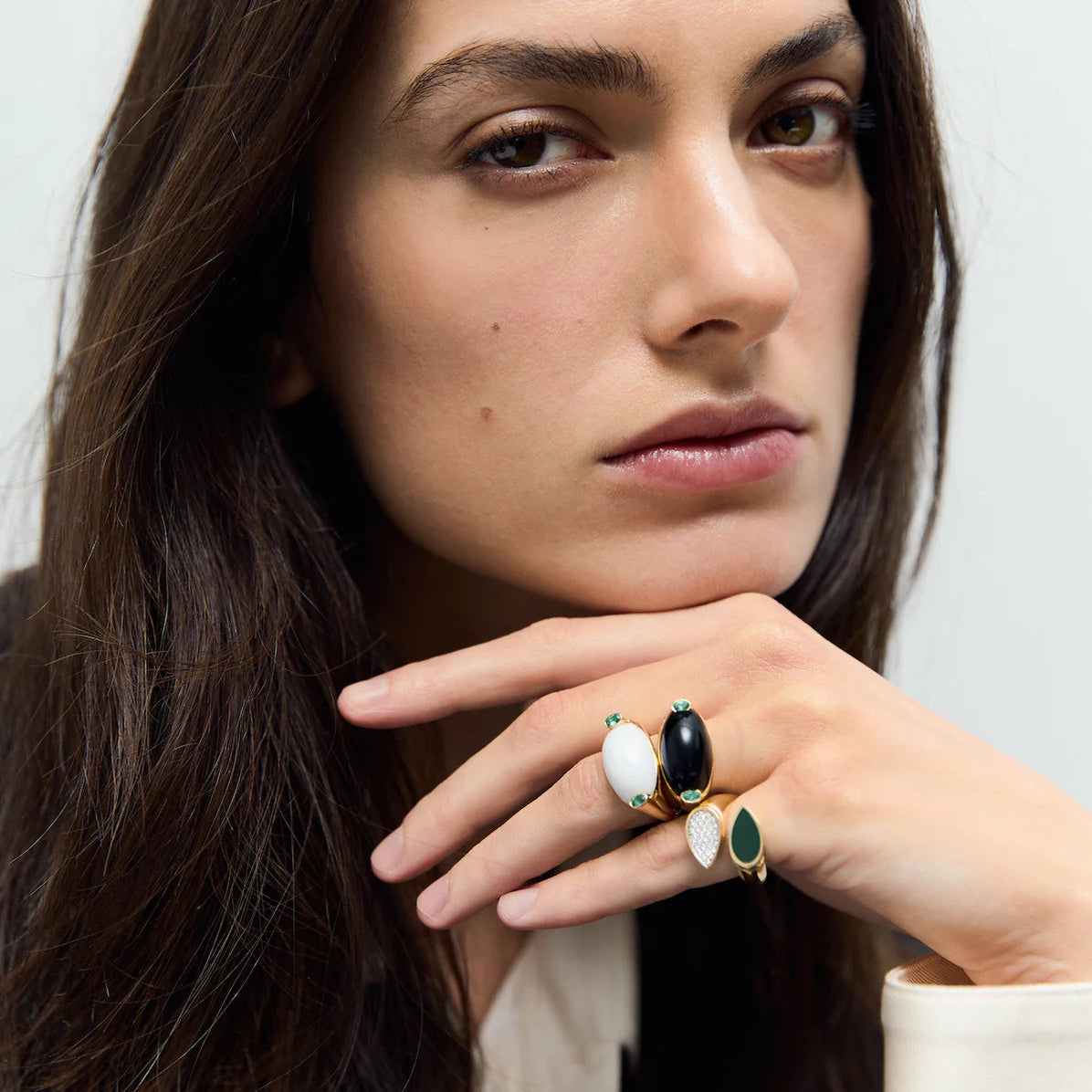 Oval Onyx And Emerald Signet Ring
