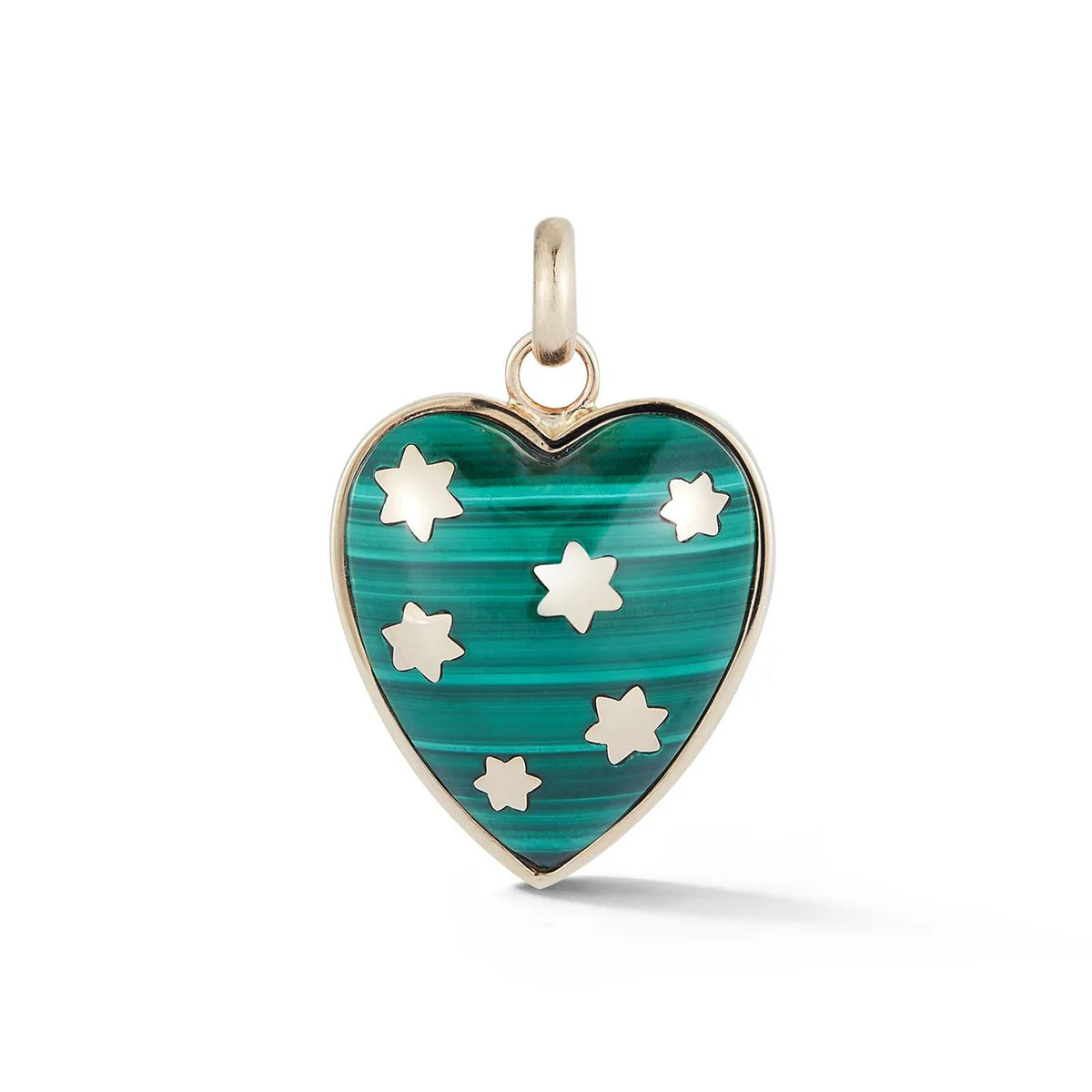 14K Gold Malachite Anna Heart Charm