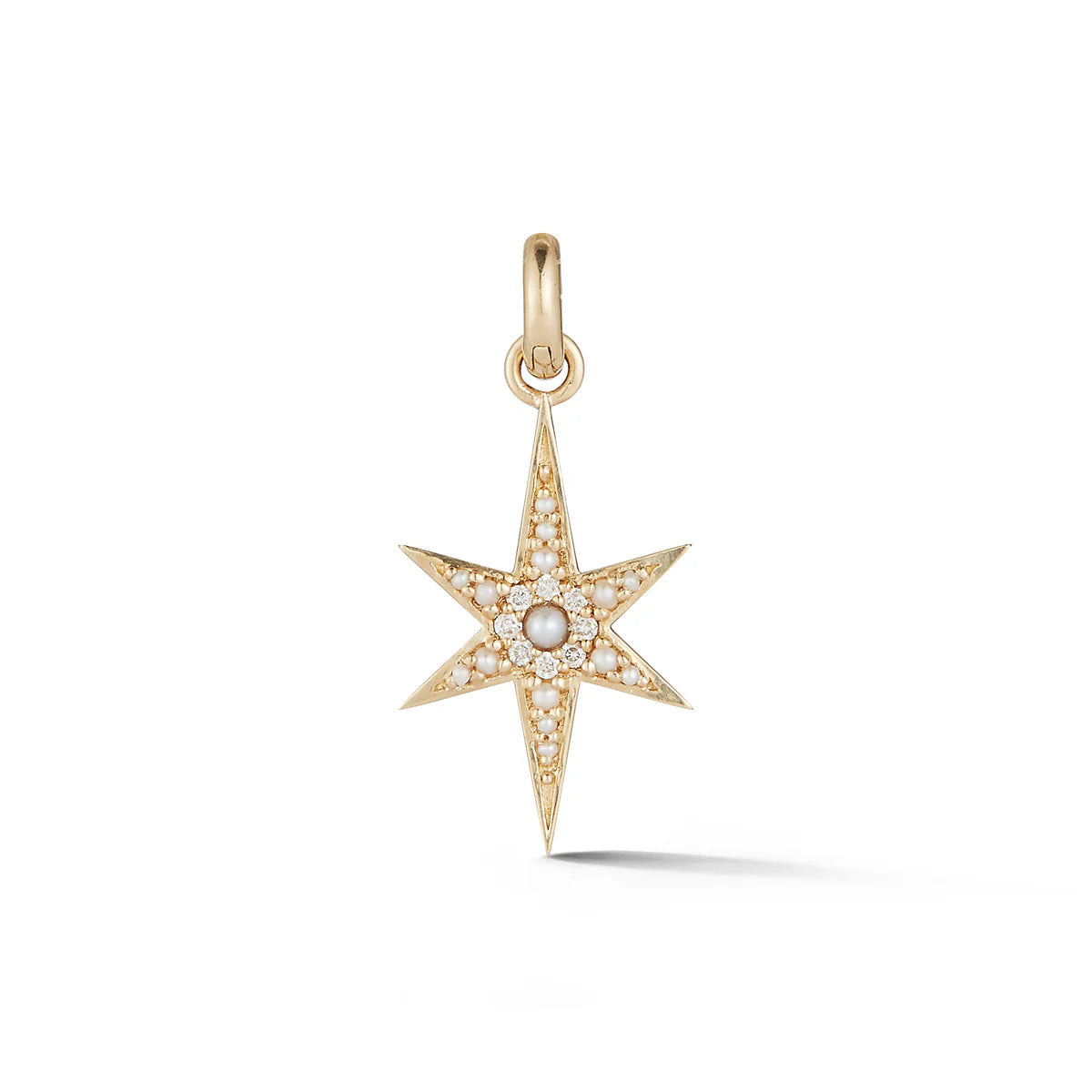 14K Gold Pearl & Diamond Stella Charm