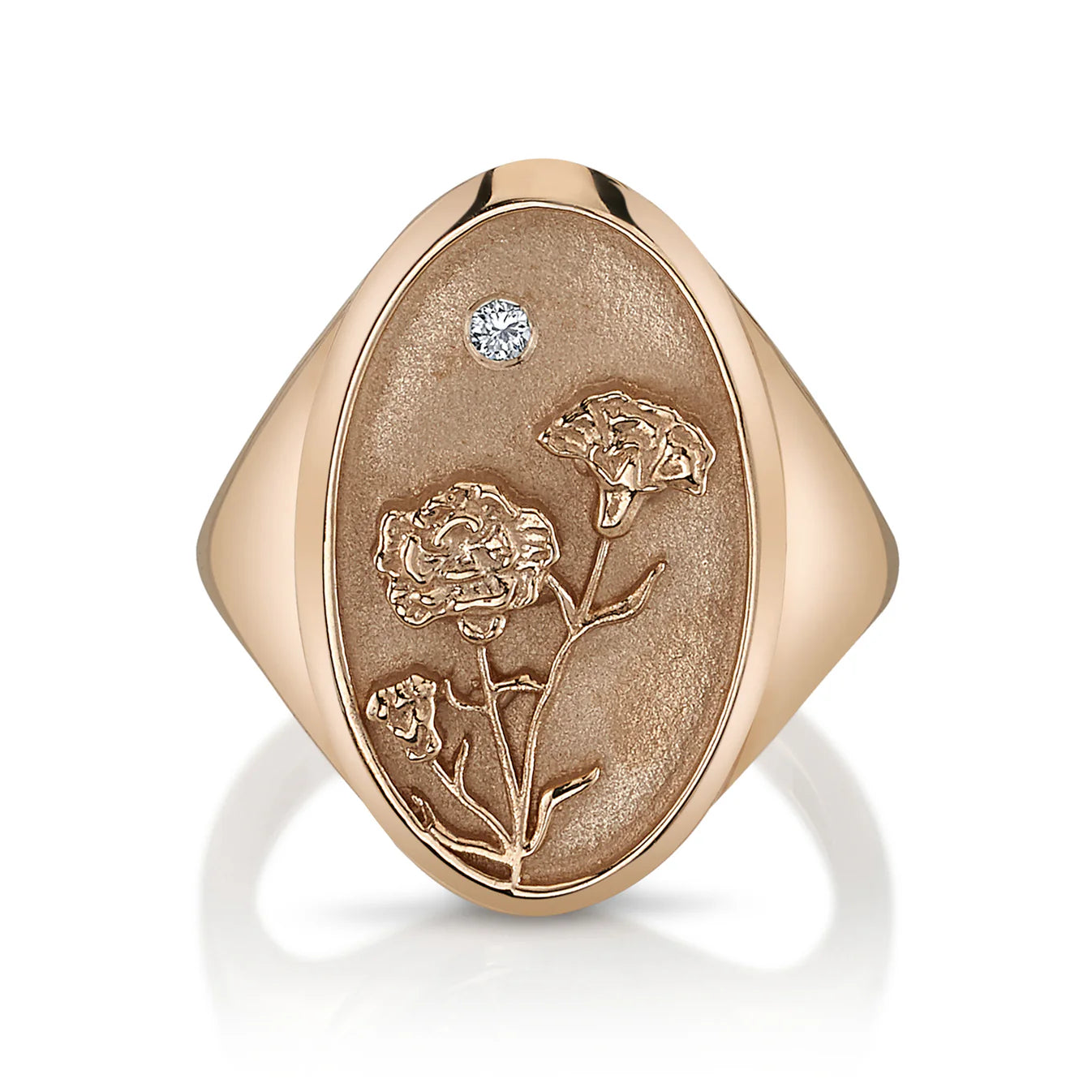 January Birth Flower Signet Ring