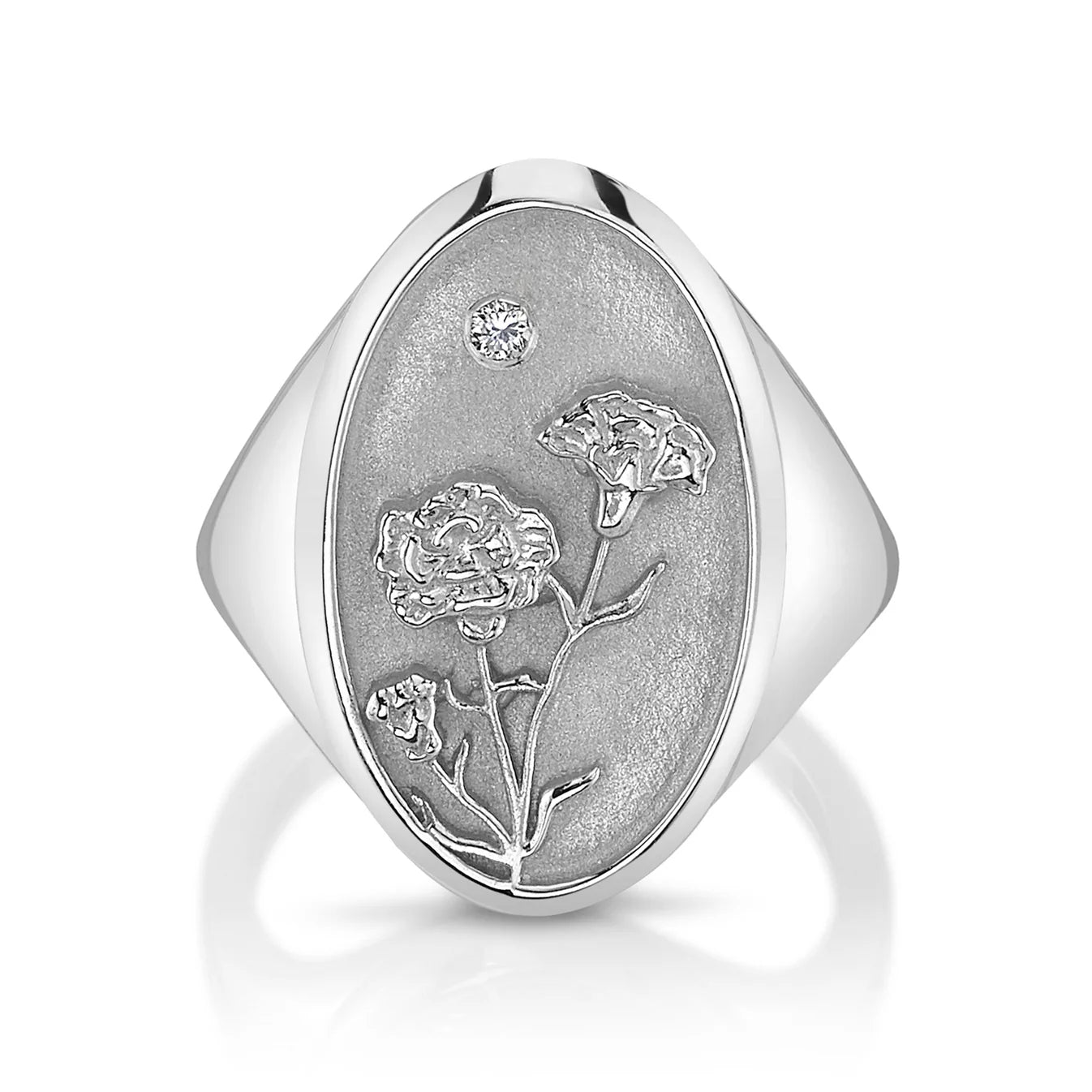 January Birth Flower Signet Ring