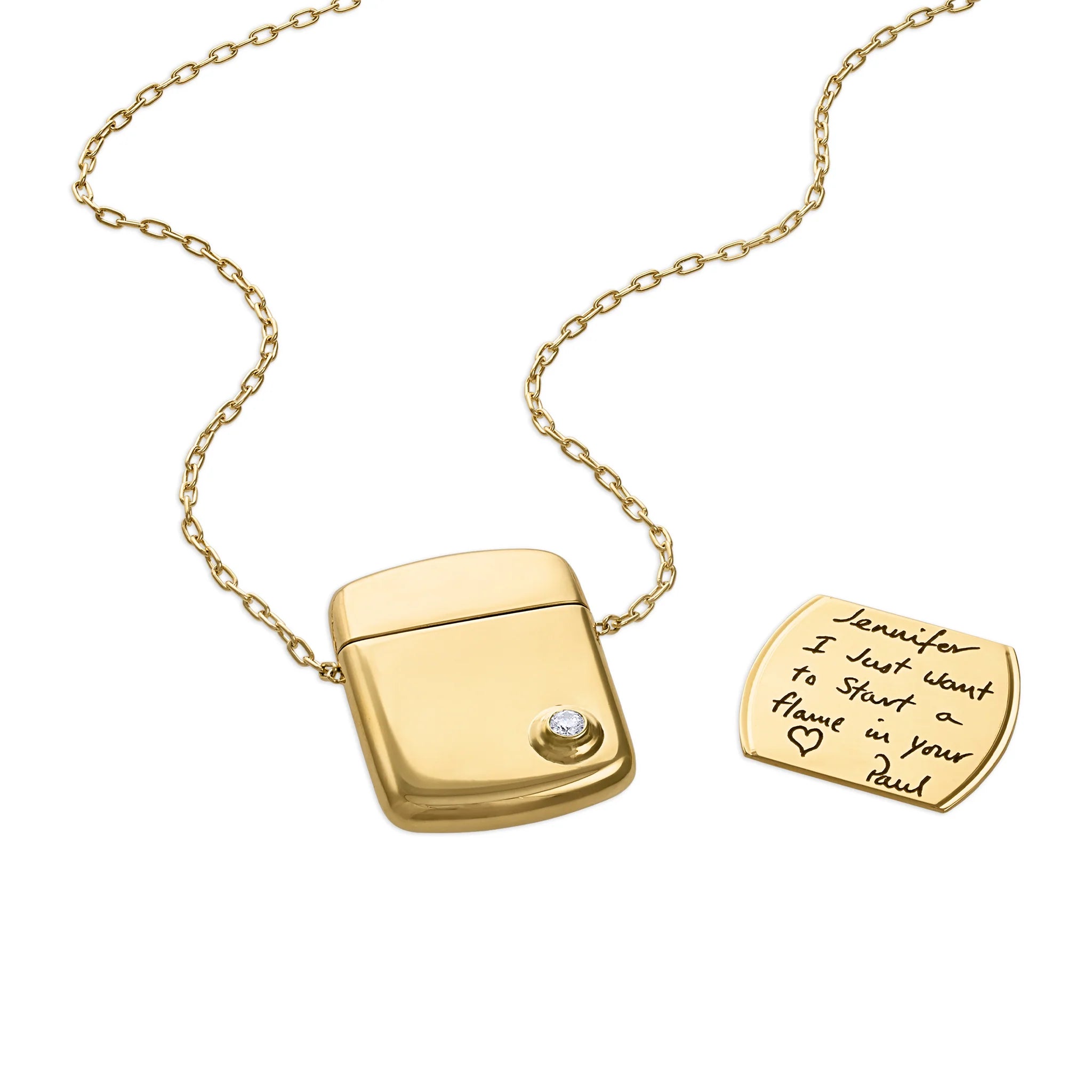 J Memento Pendant 18k Gold Necklace with Solitaire Diamond