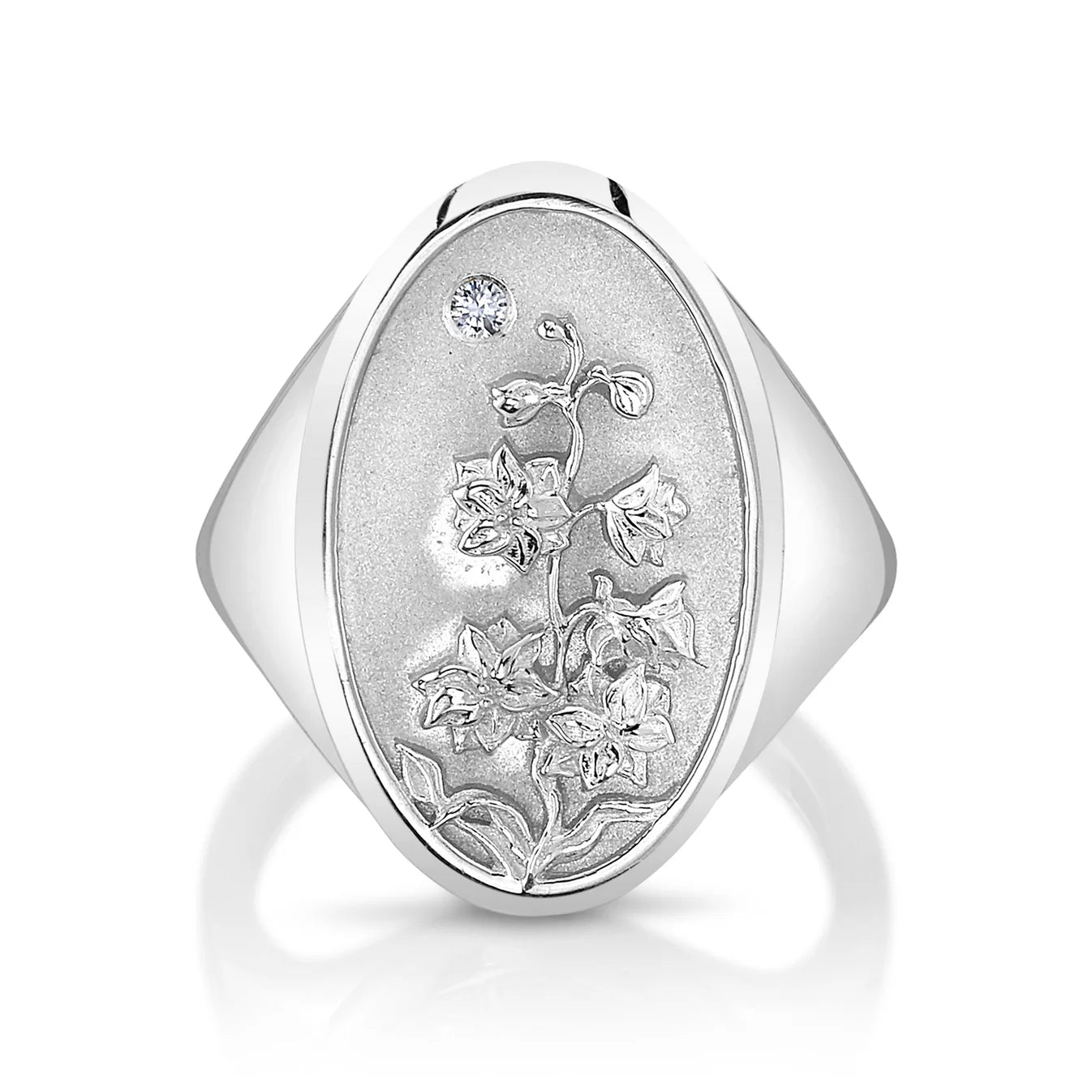 July Birth Flower Signet Ring