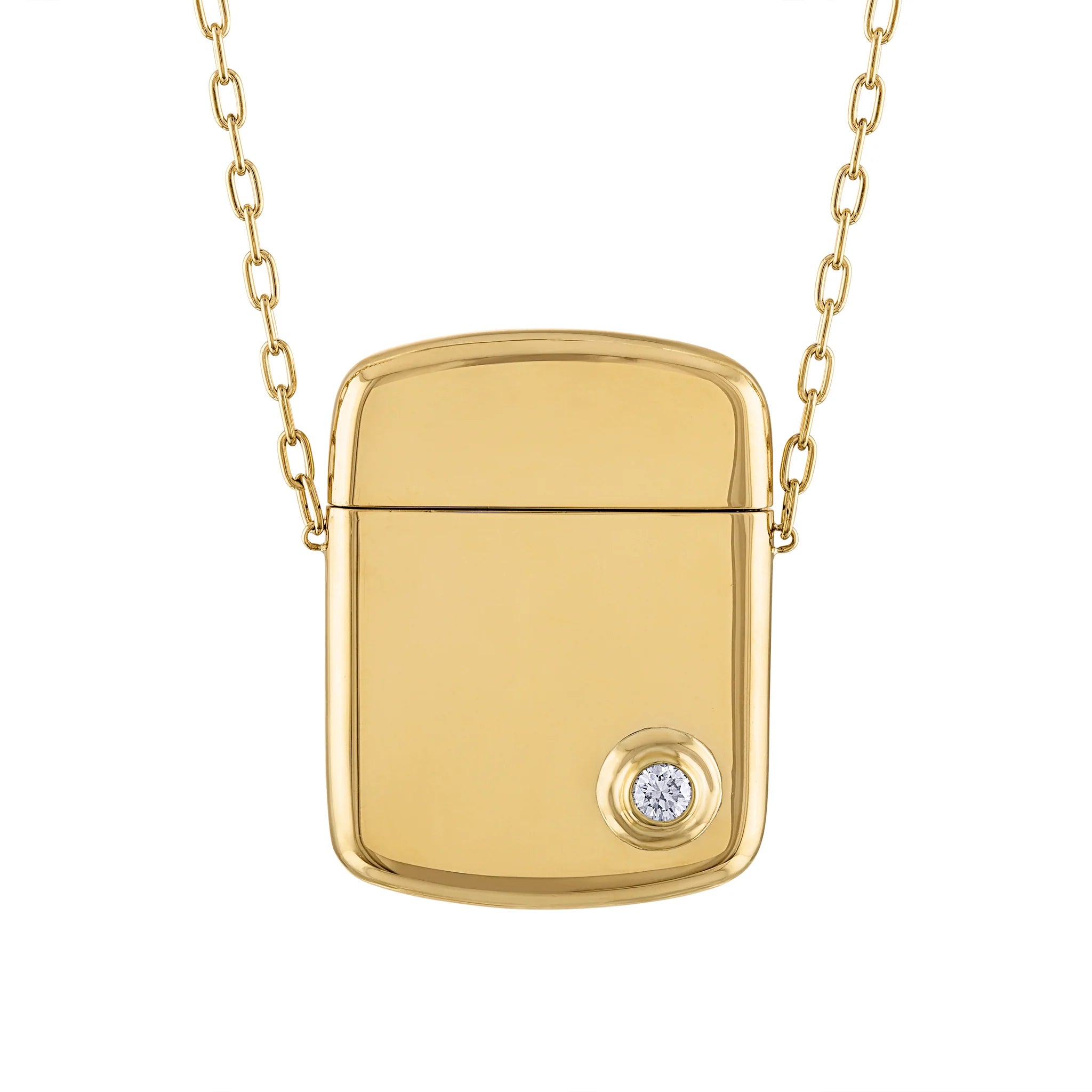 J Memento Pendant 18k Gold Necklace with Solitaire Diamond