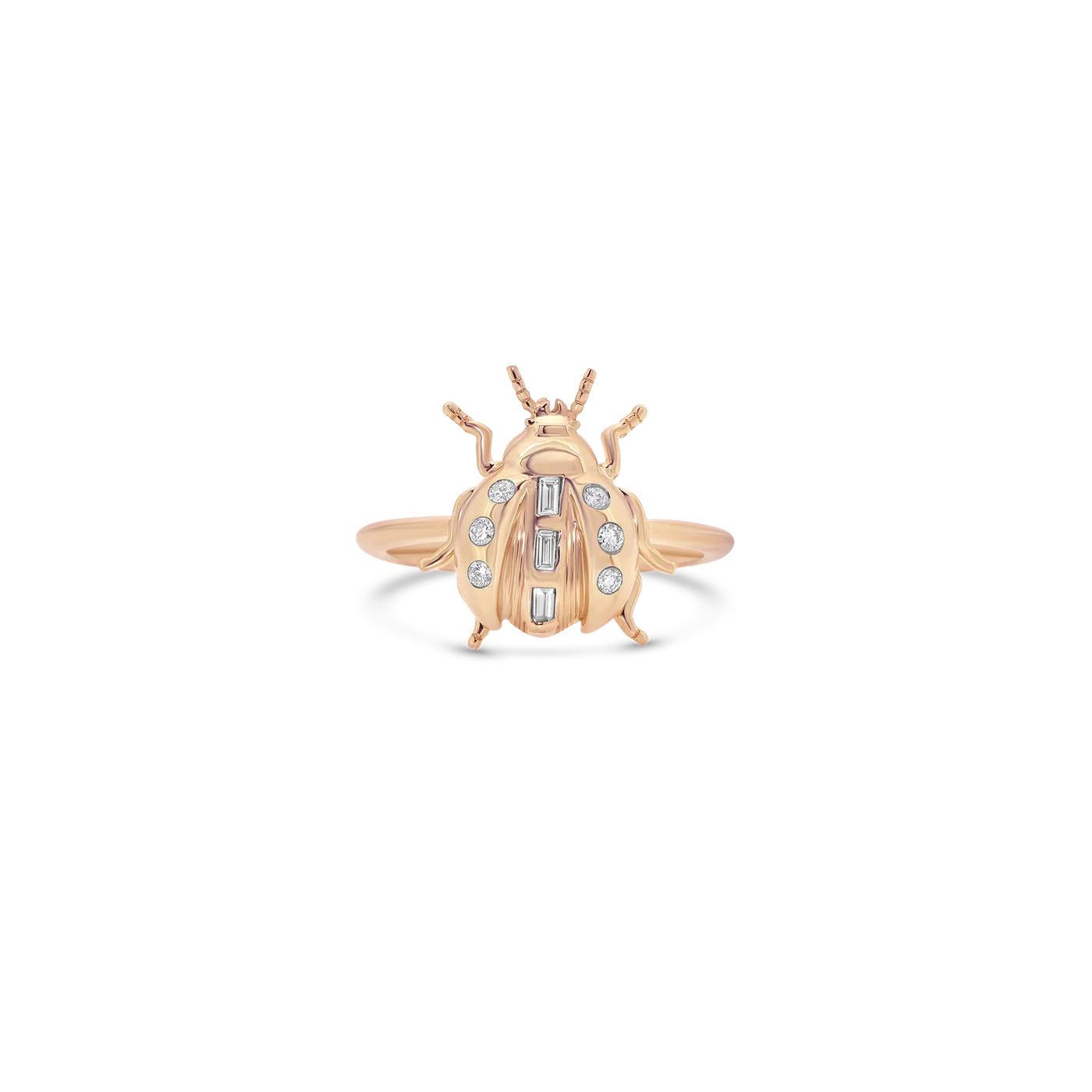 Lady Bug Gold & Diamond Pinky Ring