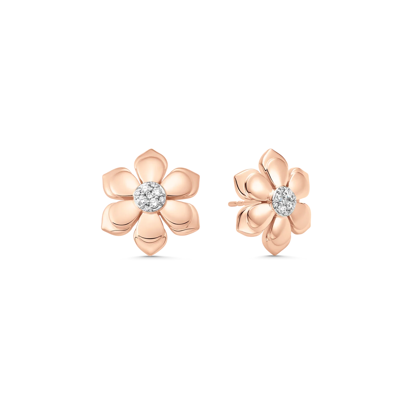 Lierre Gold & Diamond Pear Flower Petite Solid Studs