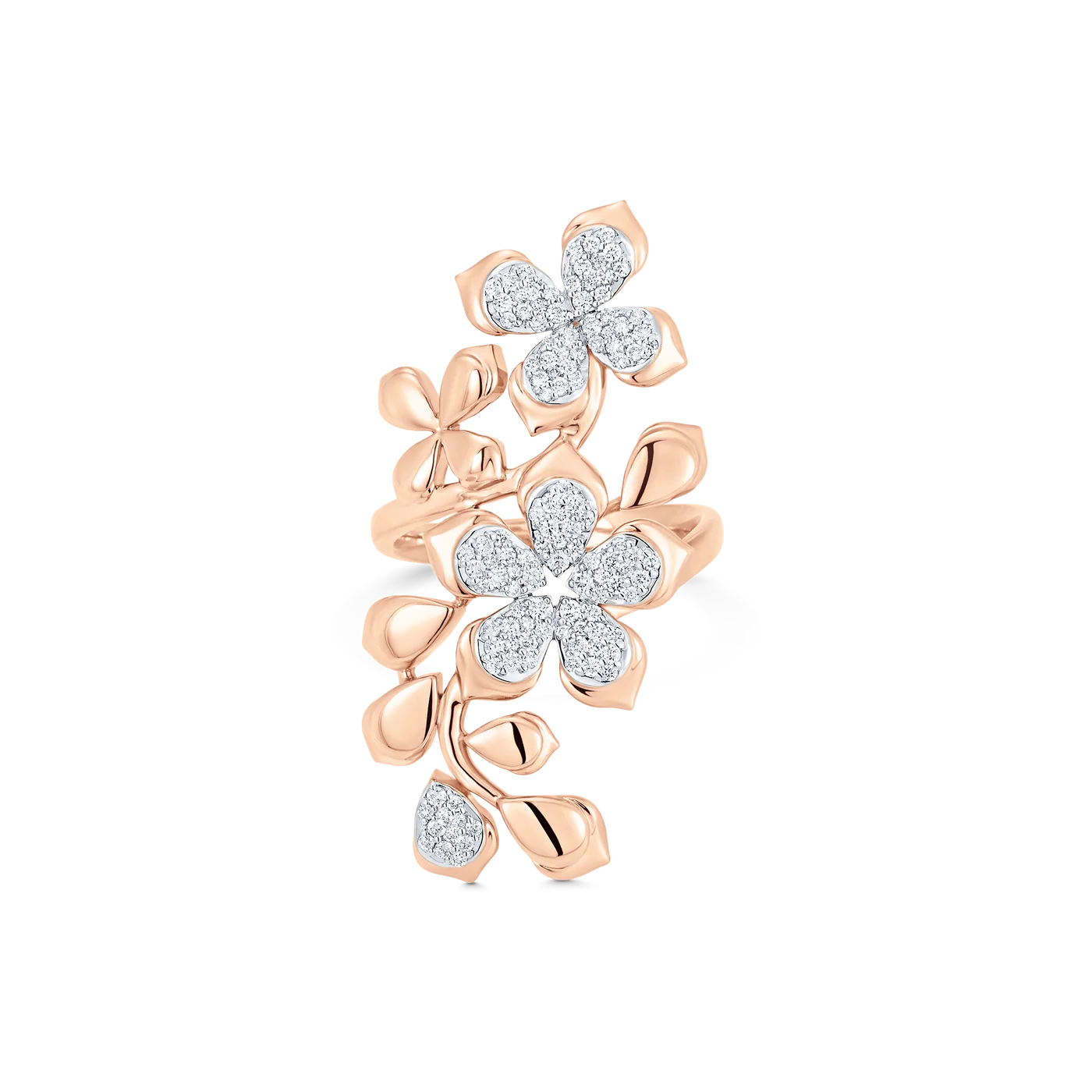 Lierre Gold and Diamond Partial Pear Flower Ring