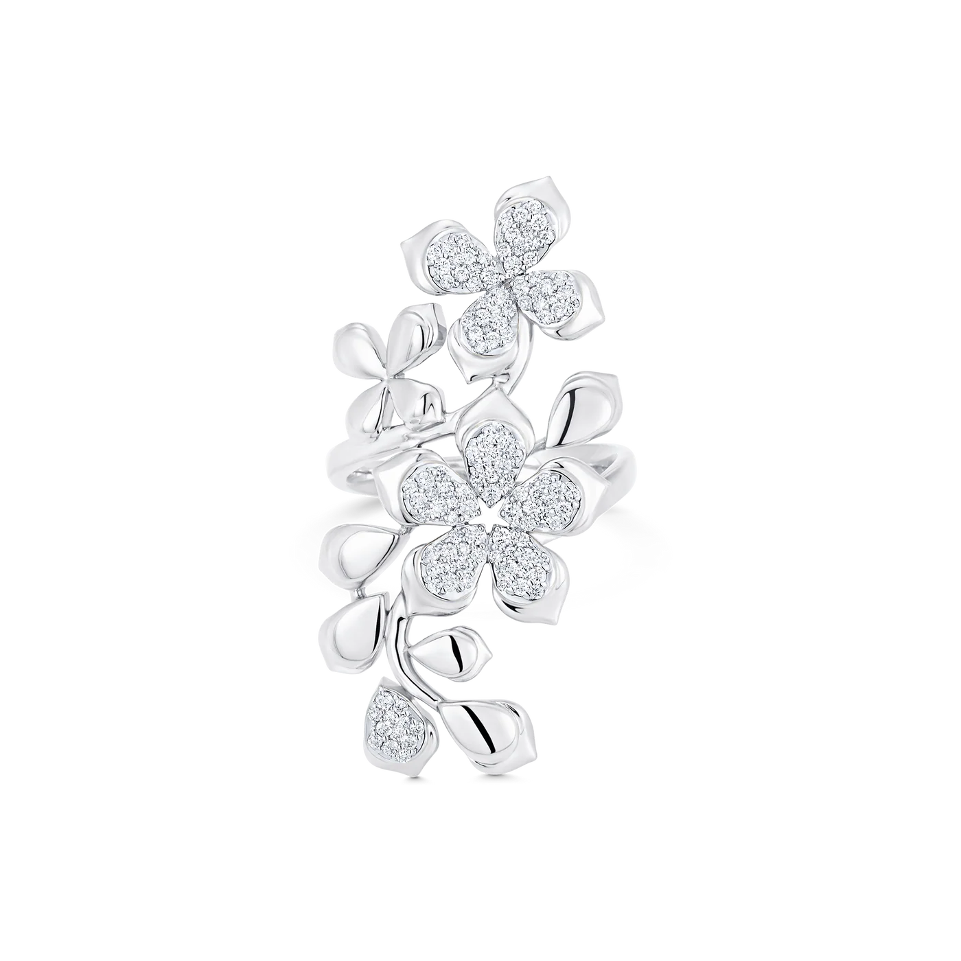 Lierre Gold and Diamond Partial Pear Flower Ring