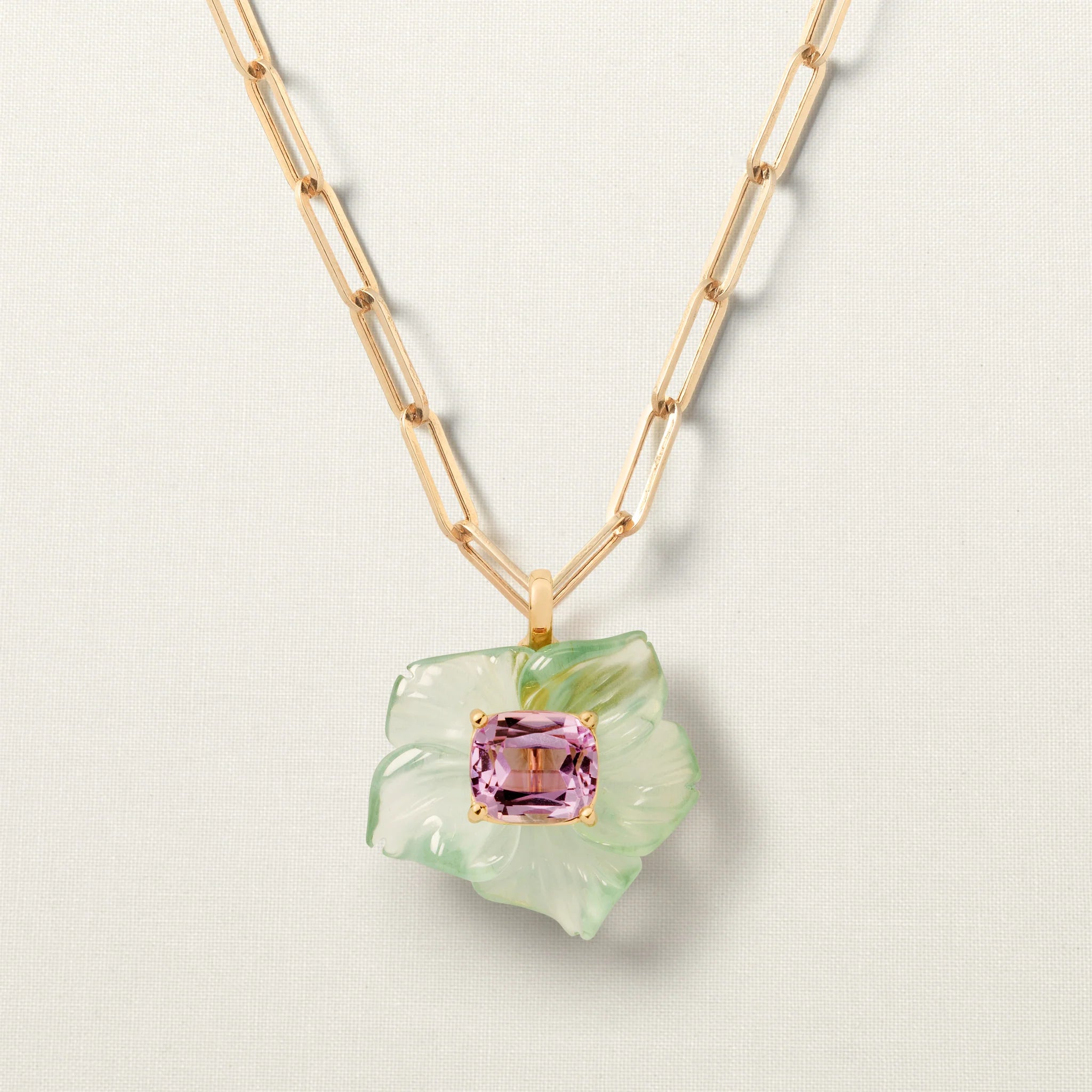 Lava Flower Pendant Big Beryl Kunzite