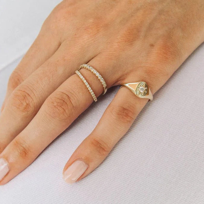 Diamond North Star Signet Ring