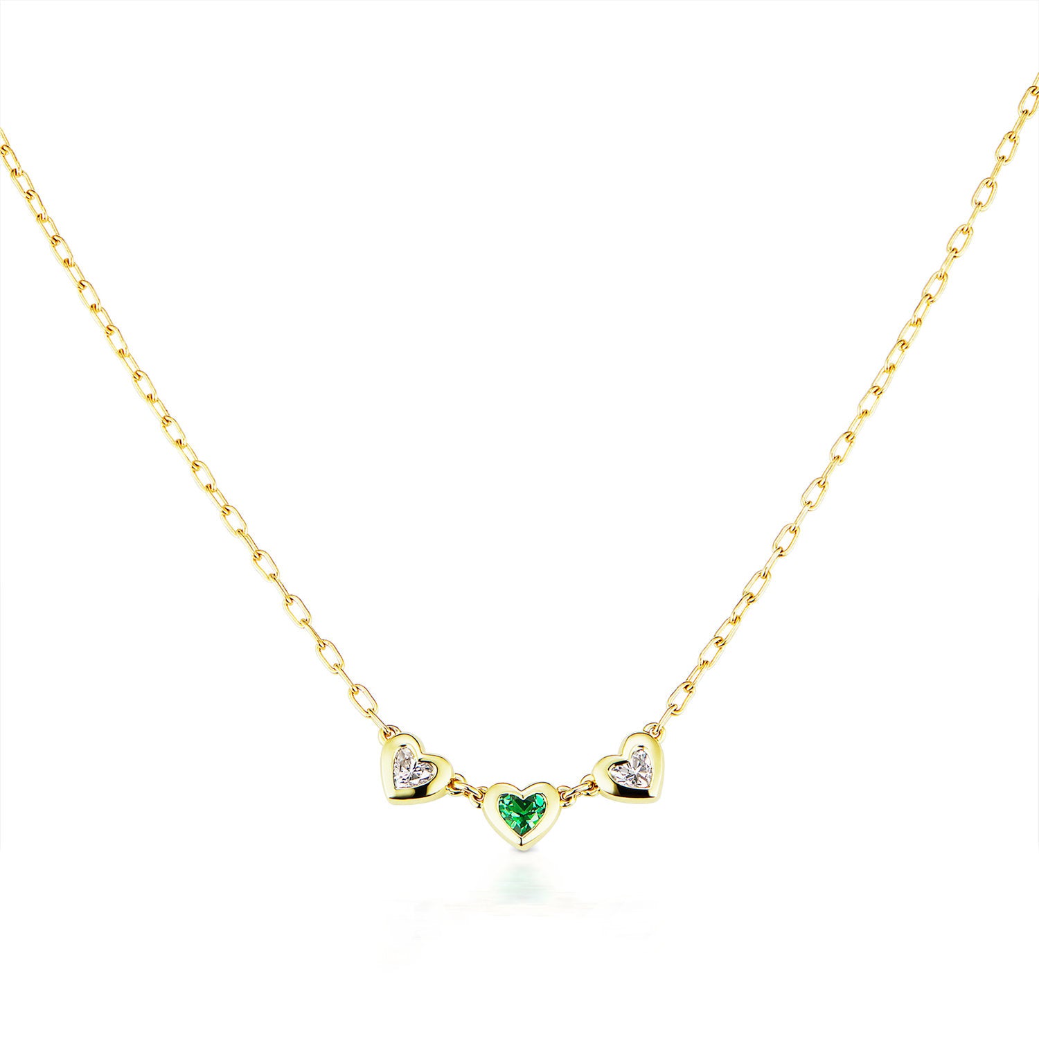 Three Heart Tsavorite and Diamond Necklace