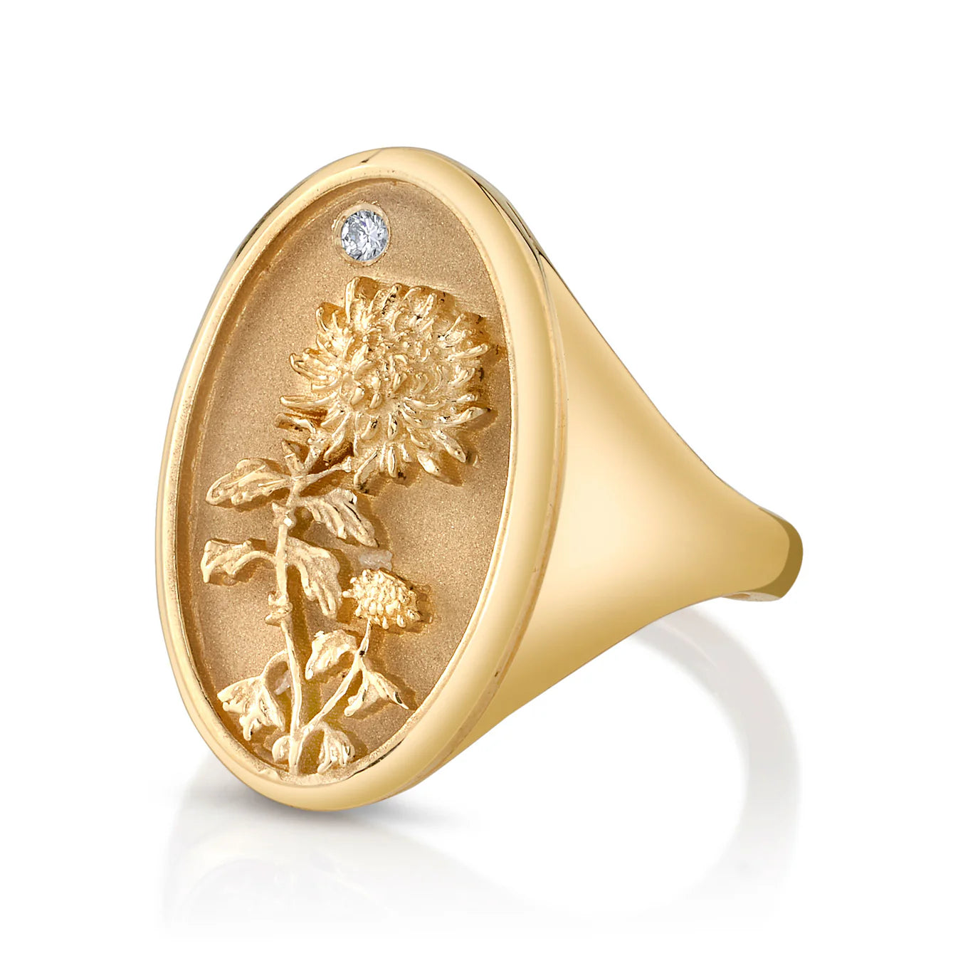 November Birth Flower Signet Ring