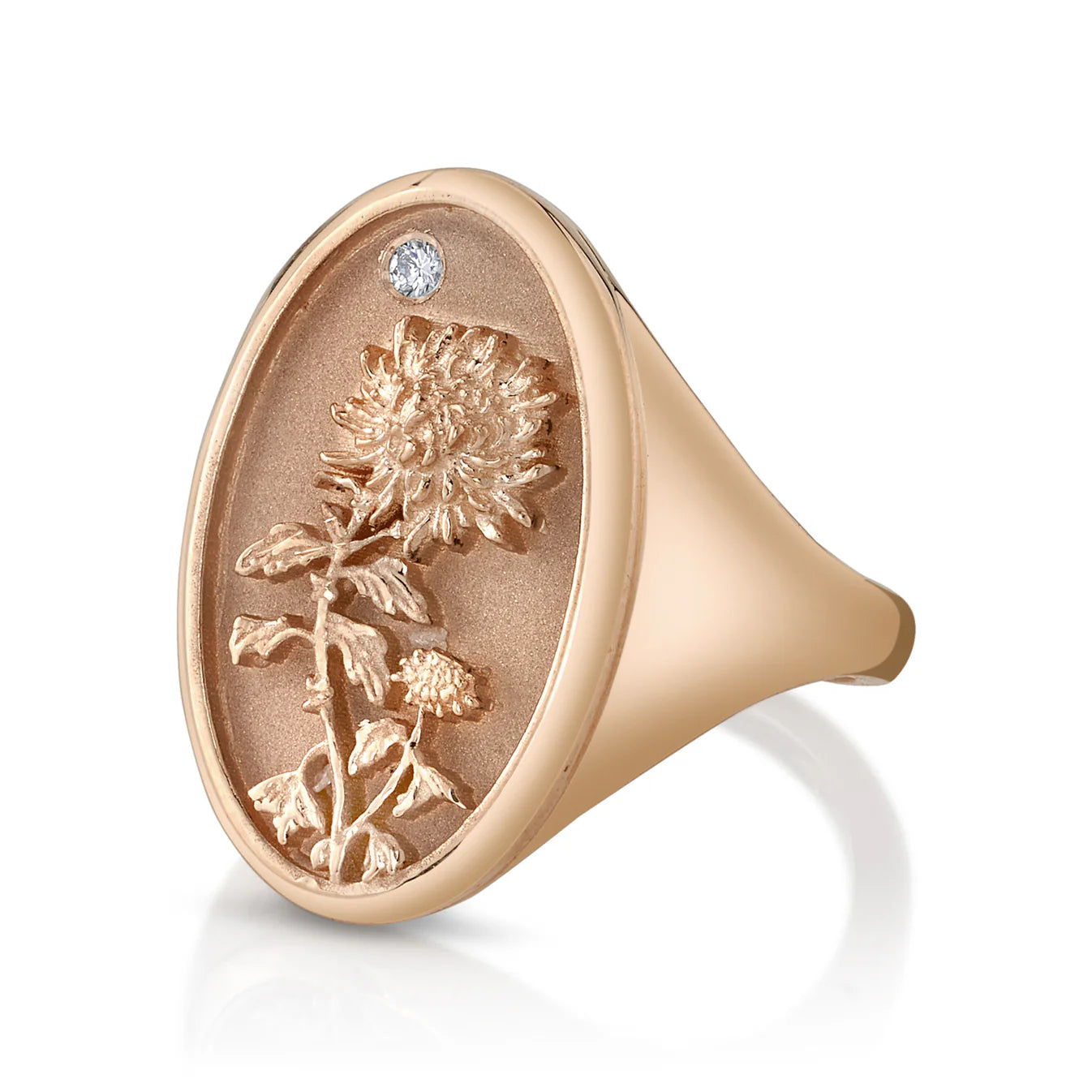 November Birth Flower Signet Ring