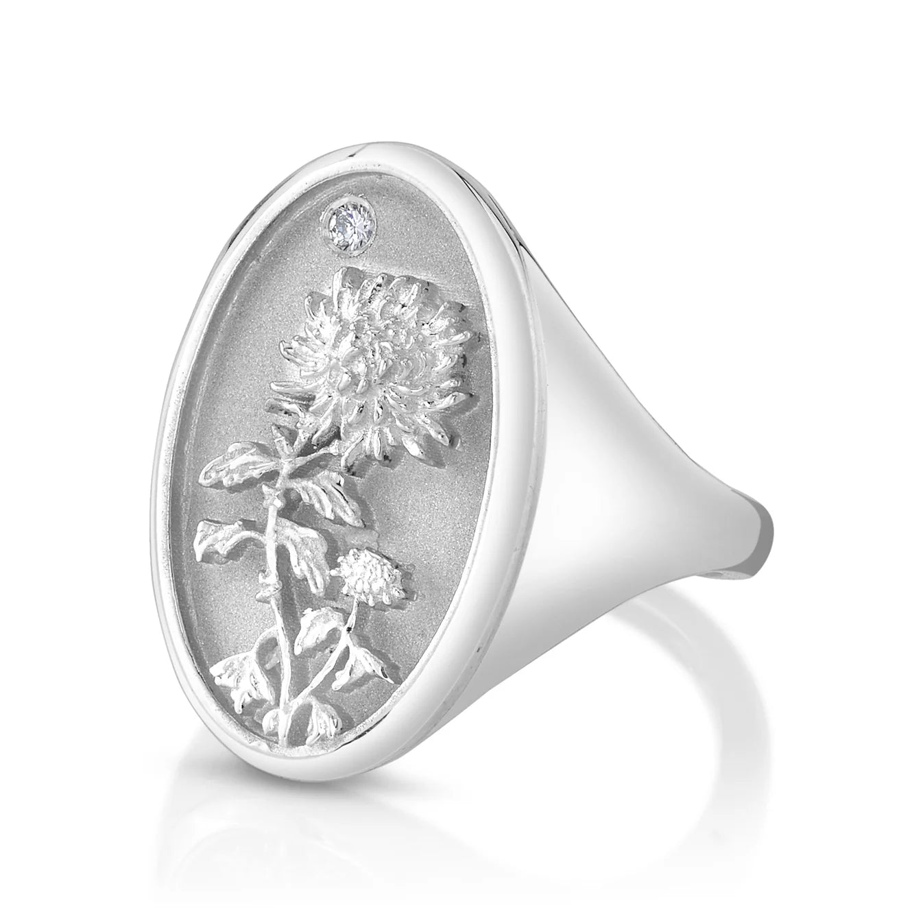 November Birth Flower Signet Ring