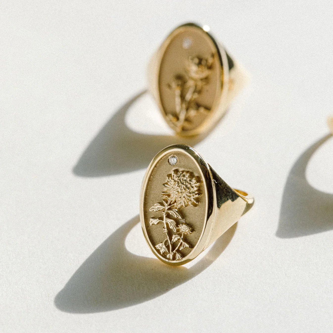 November Birth Flower Signet Ring