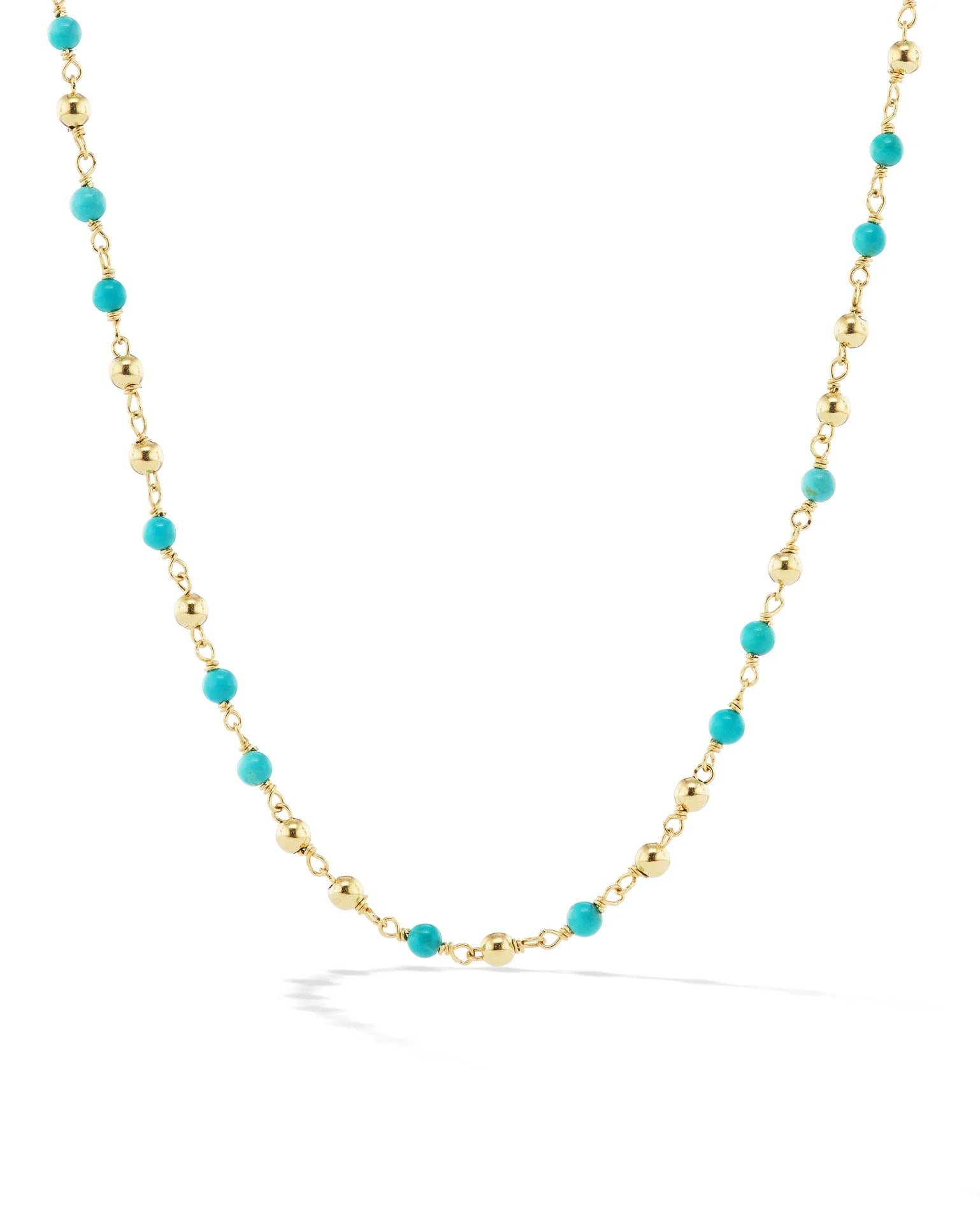 Turquoise and Gold Bead Necklace