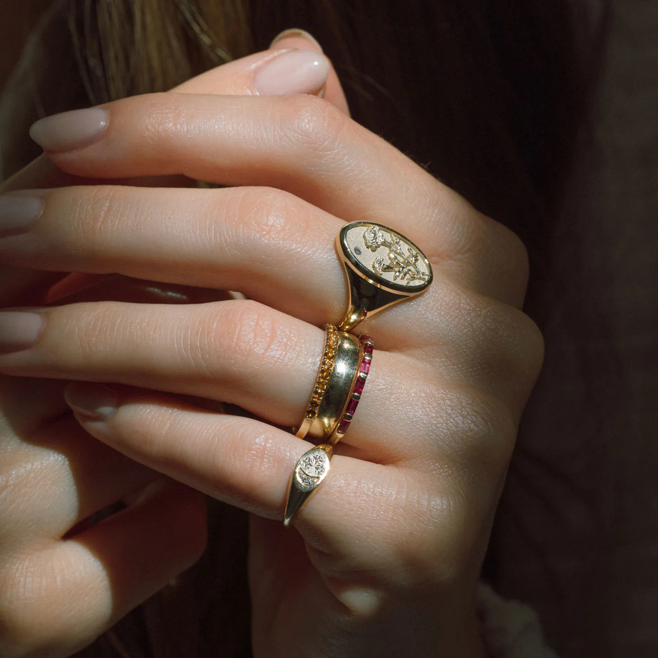 October Birth Flower Signet Ring