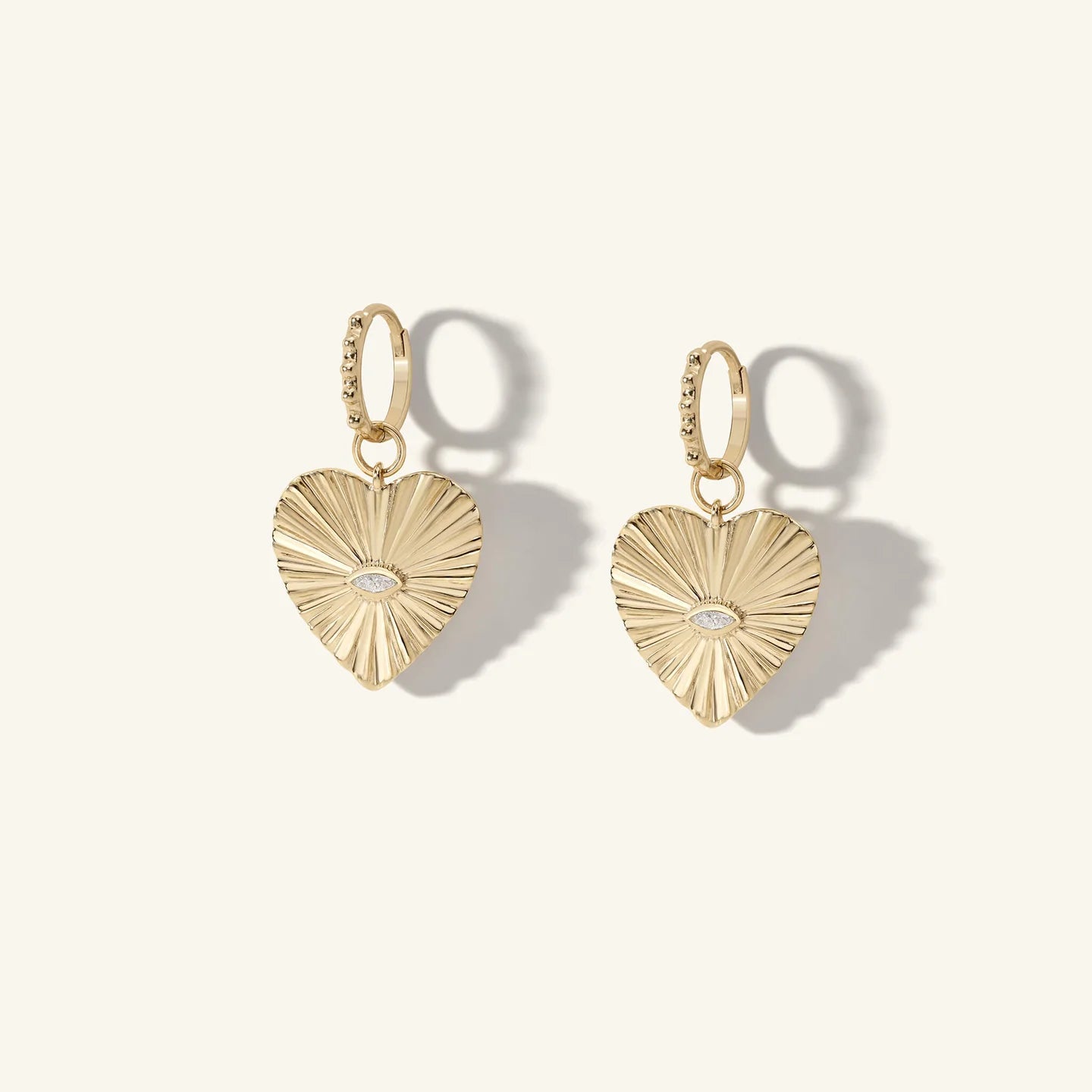 Large Sunbeam Heart Earring Charms