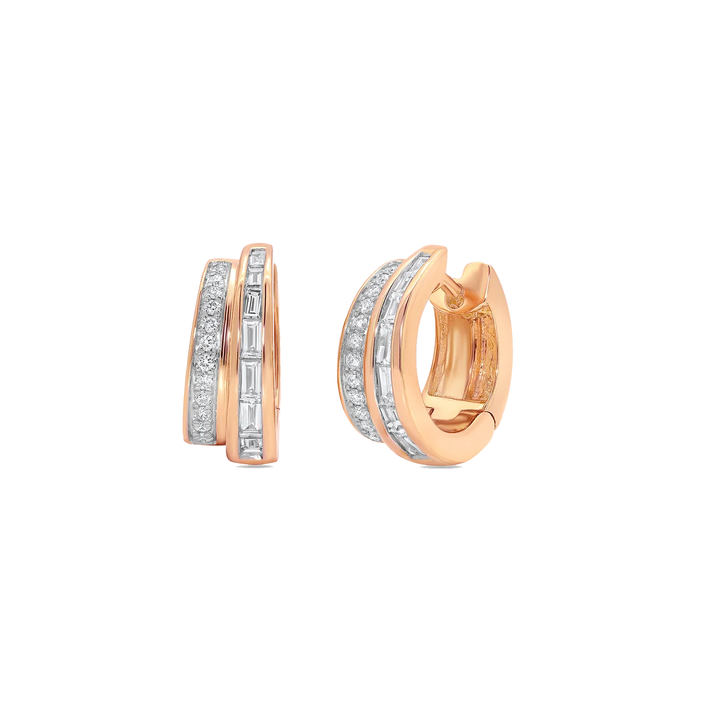 Papua Gold & 2 Row Diamond Earring