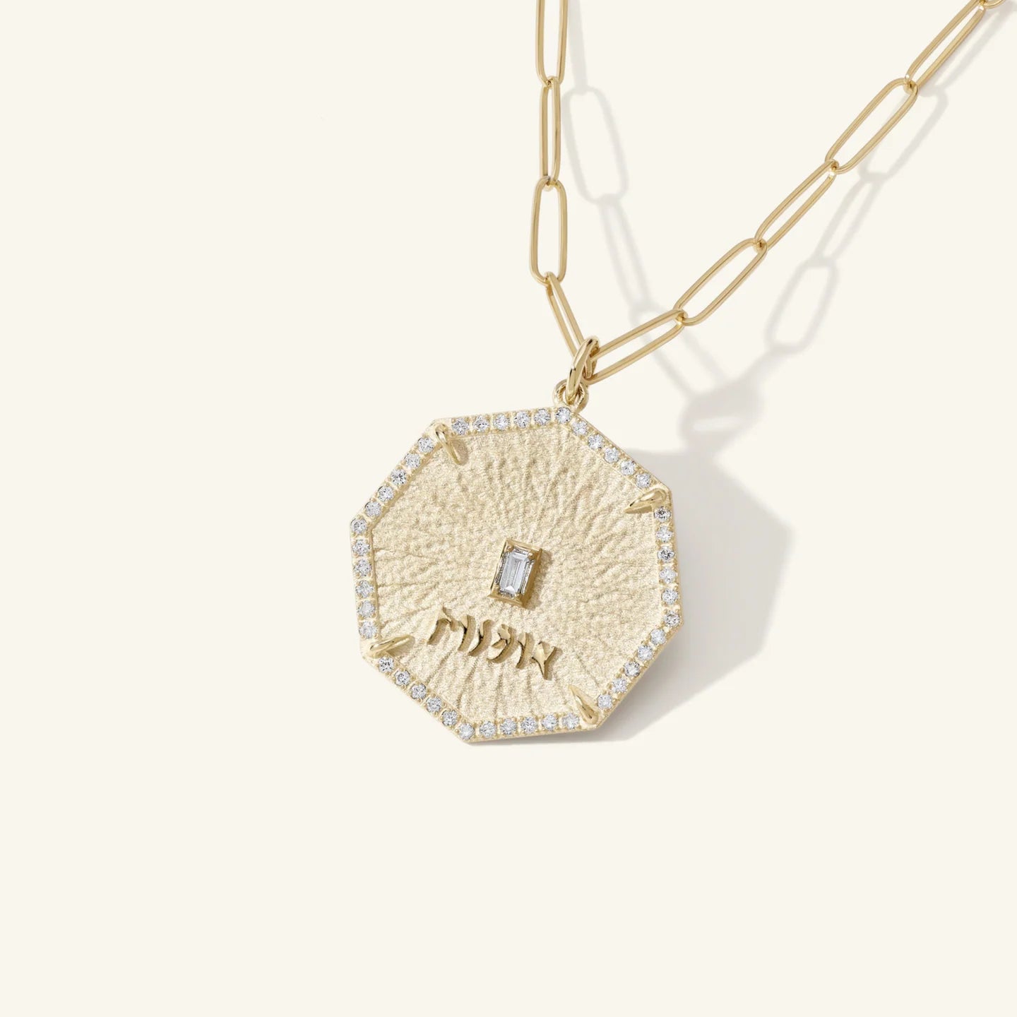 Pavé Diamond Art Octagon Charm Necklace