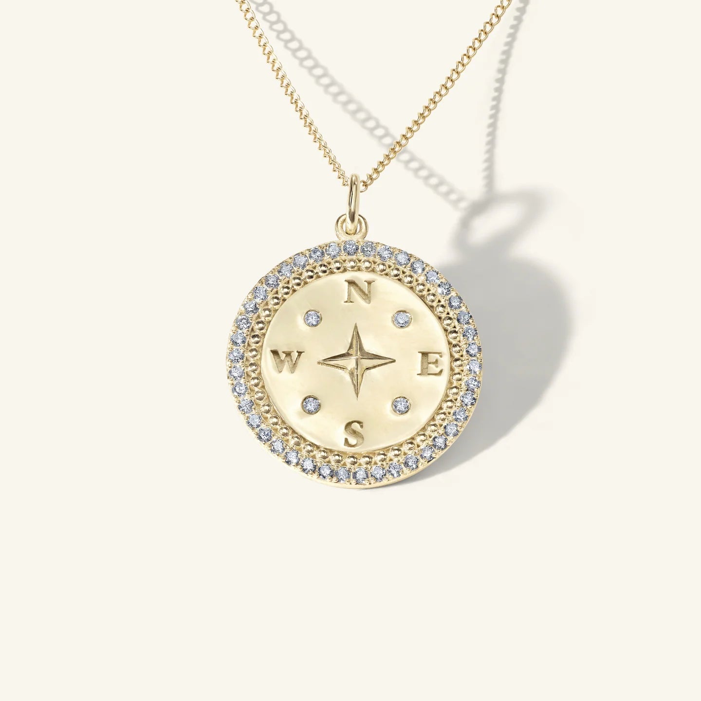 Pave Diamond Compass Pendant