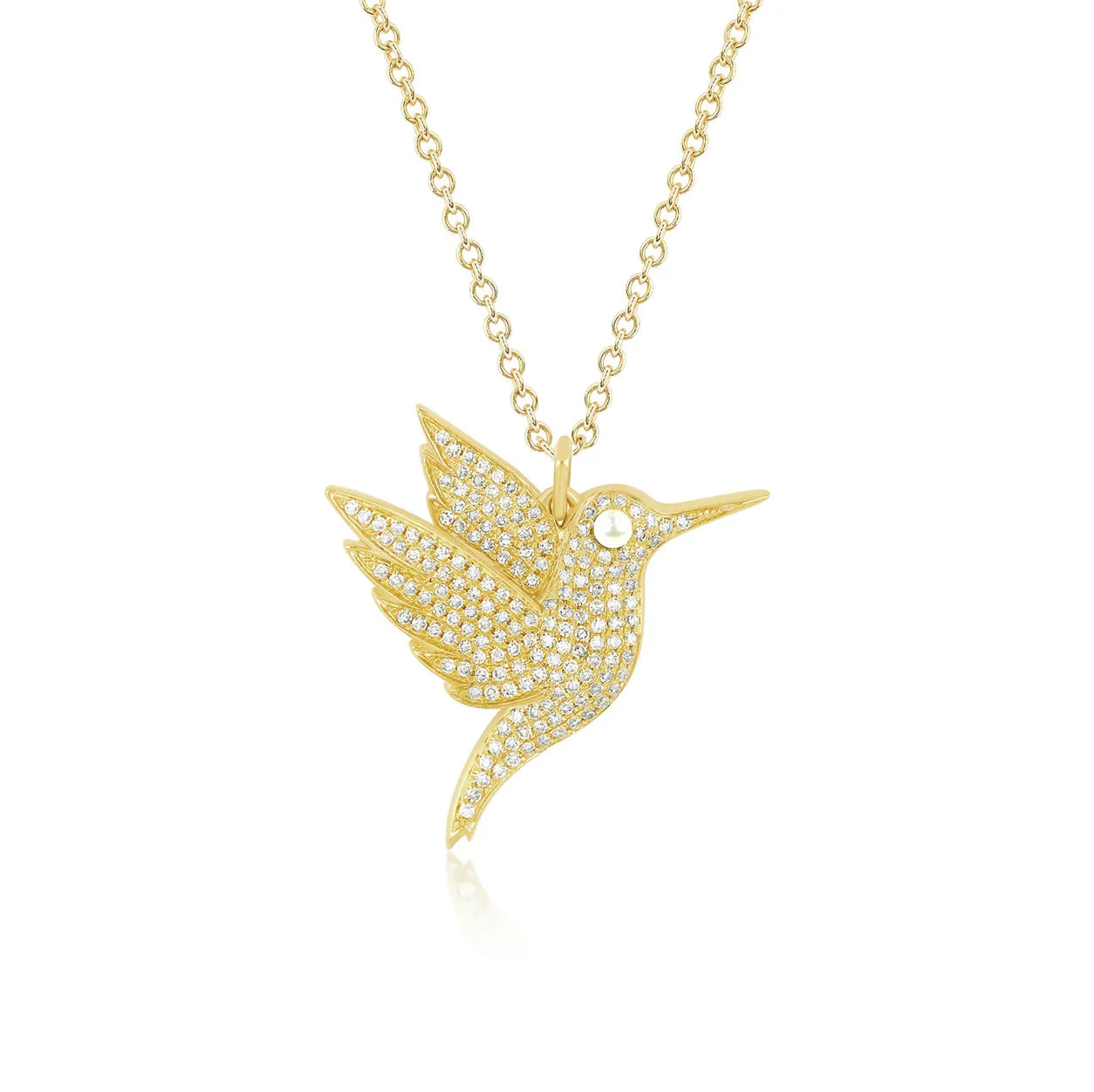 Pave Diamond Hummingbird Necklace