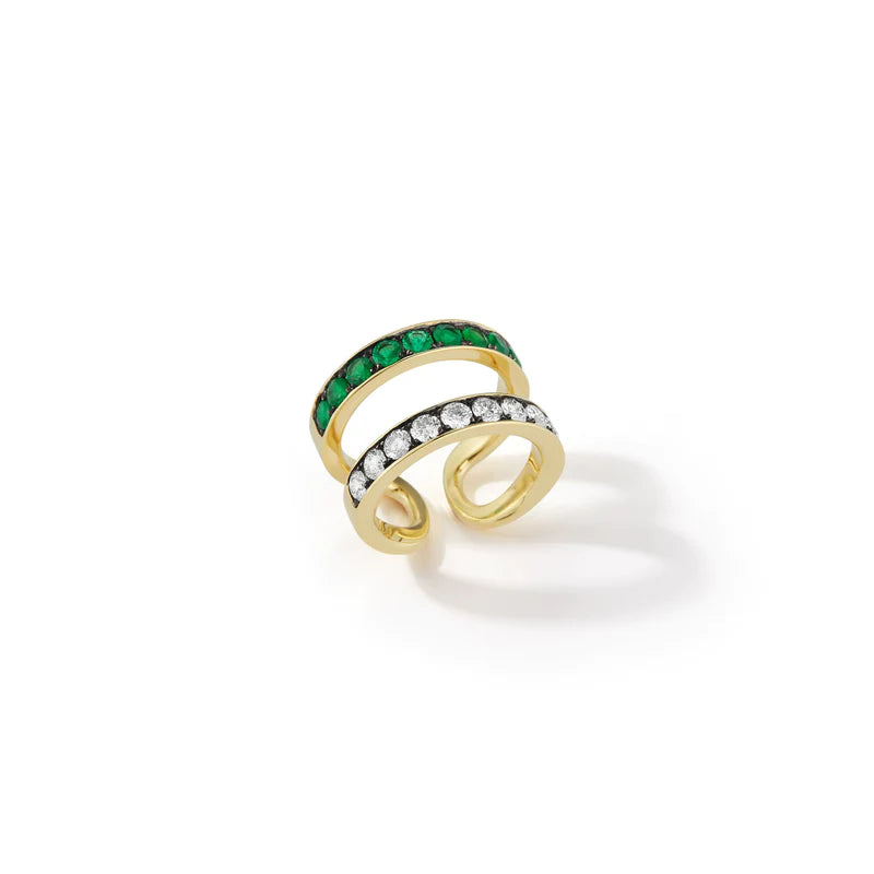 Prive Diamond and Emerald Double Band Ring